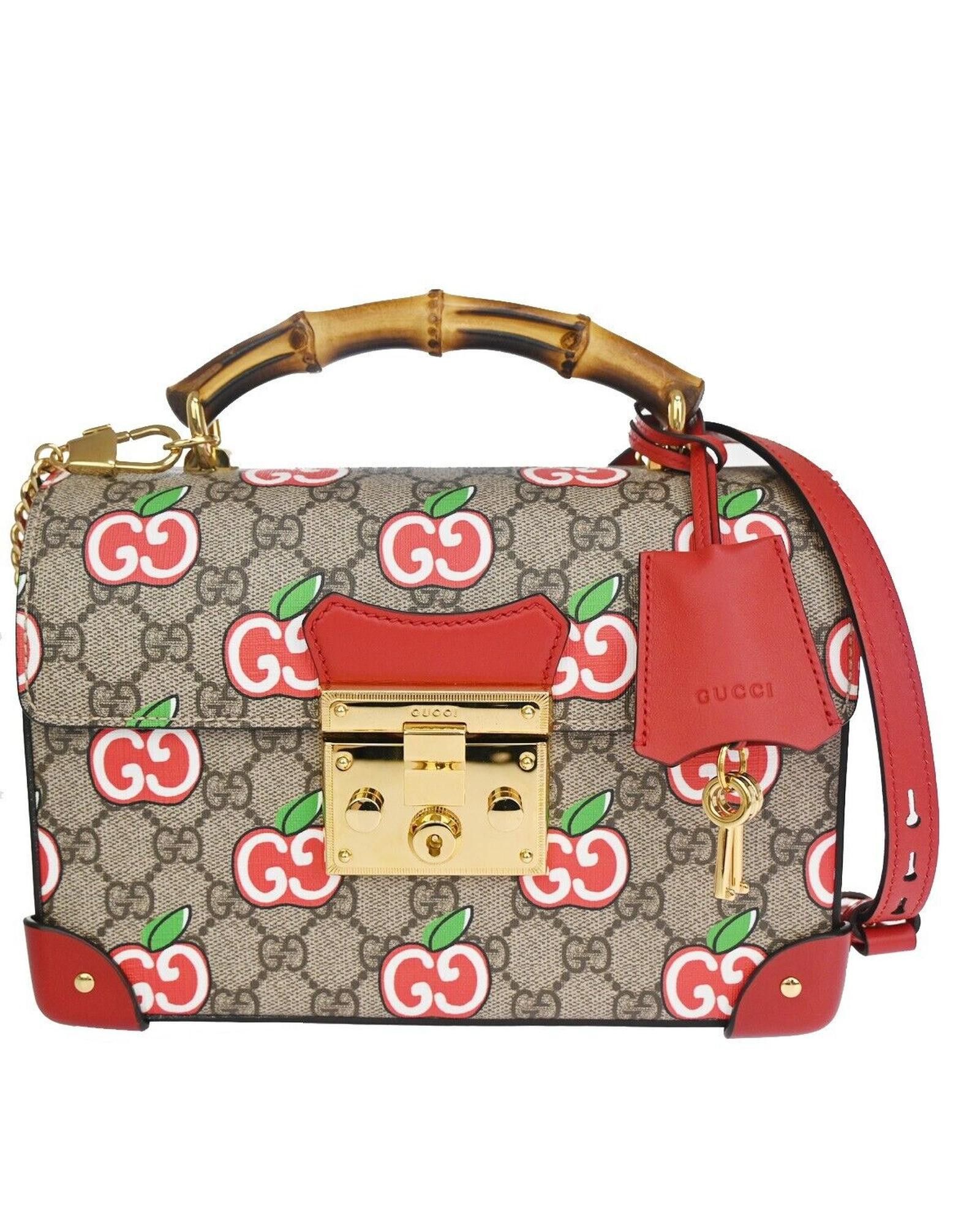 image of Gucci Bamboo Leather Shoulder Bag With Gold Hardware, Women's