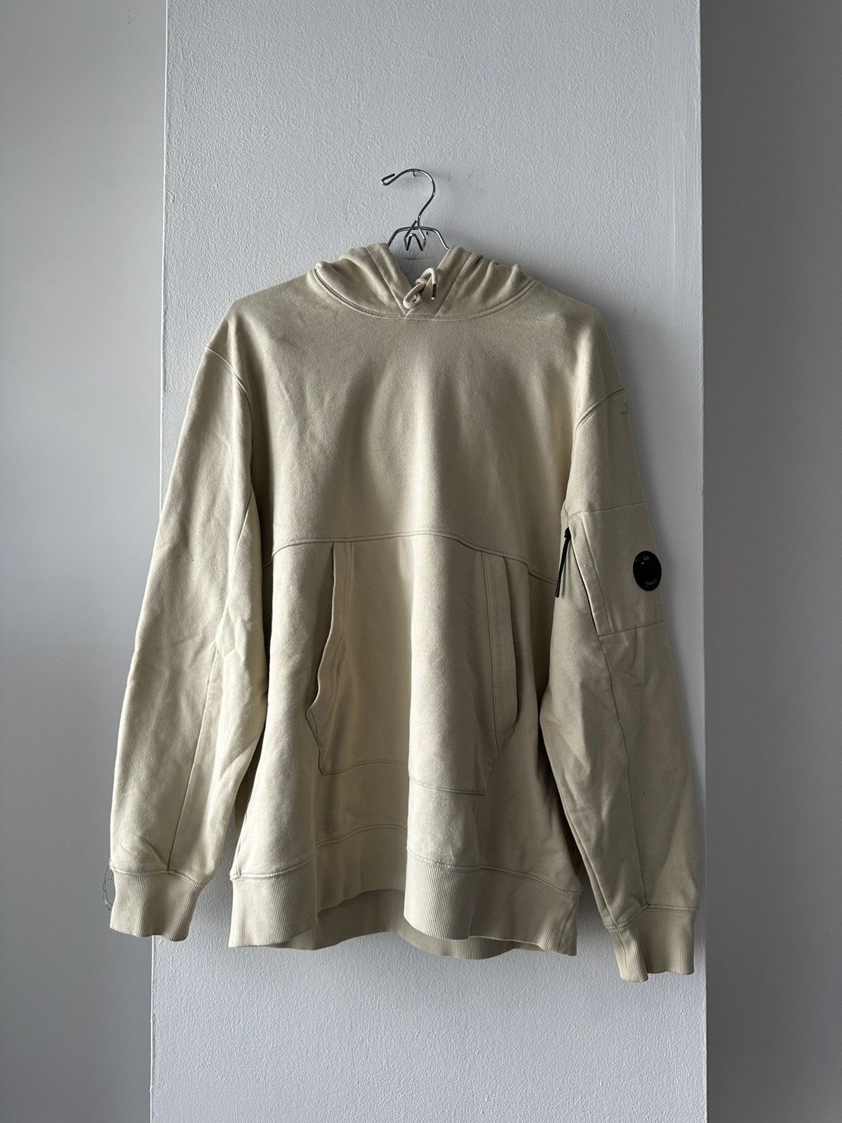 image of C P Company x Stone Island C.p. Company Hood Logo Badge Hoodie in Beige, Men's (Size Large)