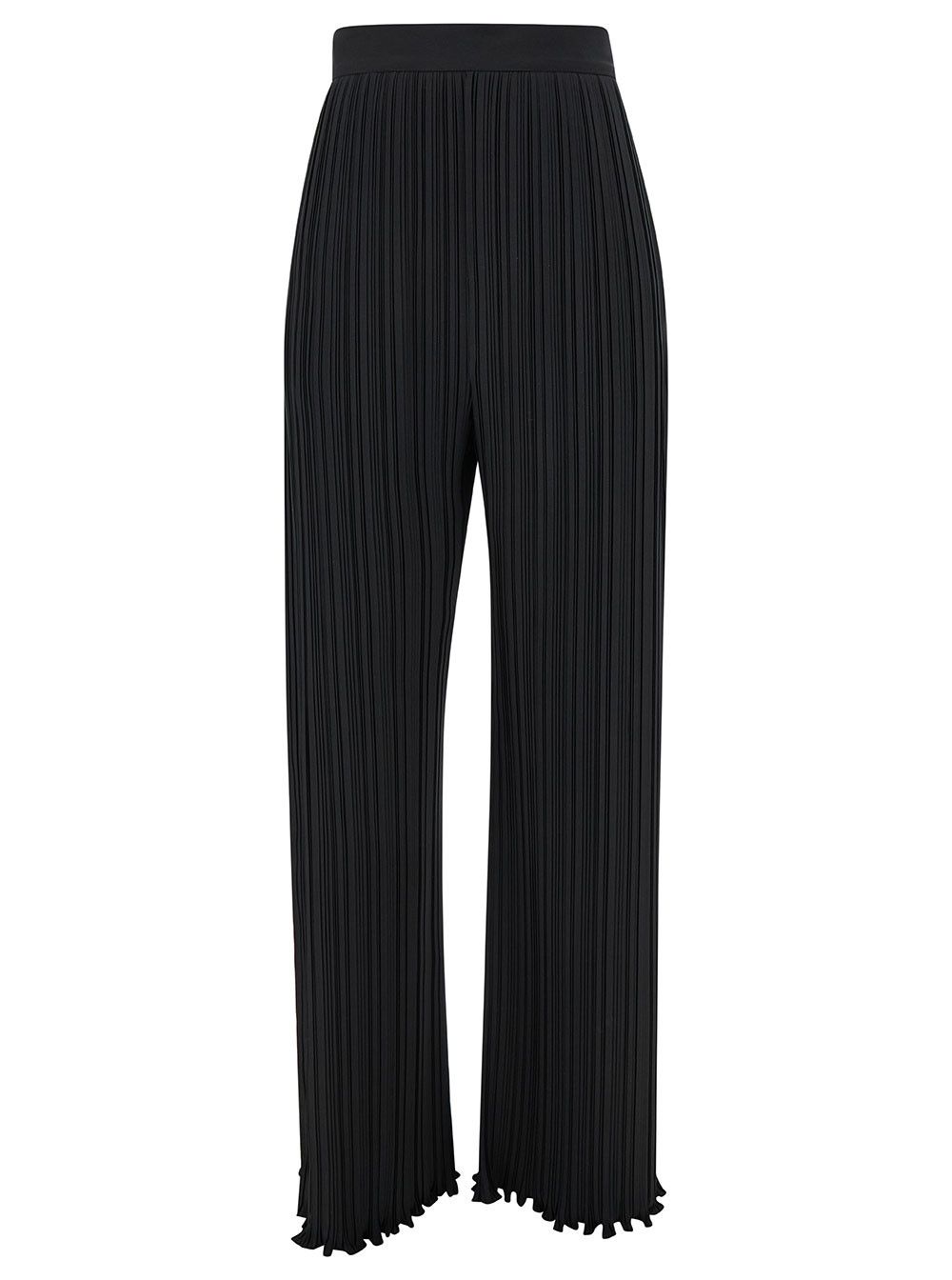 Lanvin Black Pleated Pants with Invisible Zip in Crêpe de Chine Woman Size 28" / US 6 / IT 42 - 1 Thumbnail