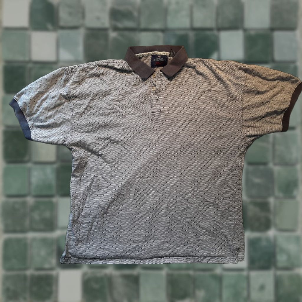 Vintage Nino Cerruti Sport Mens Polo Shirt Blue White Cotton XL Size US XL / EU 56 / 4 - 1 Thumbnail