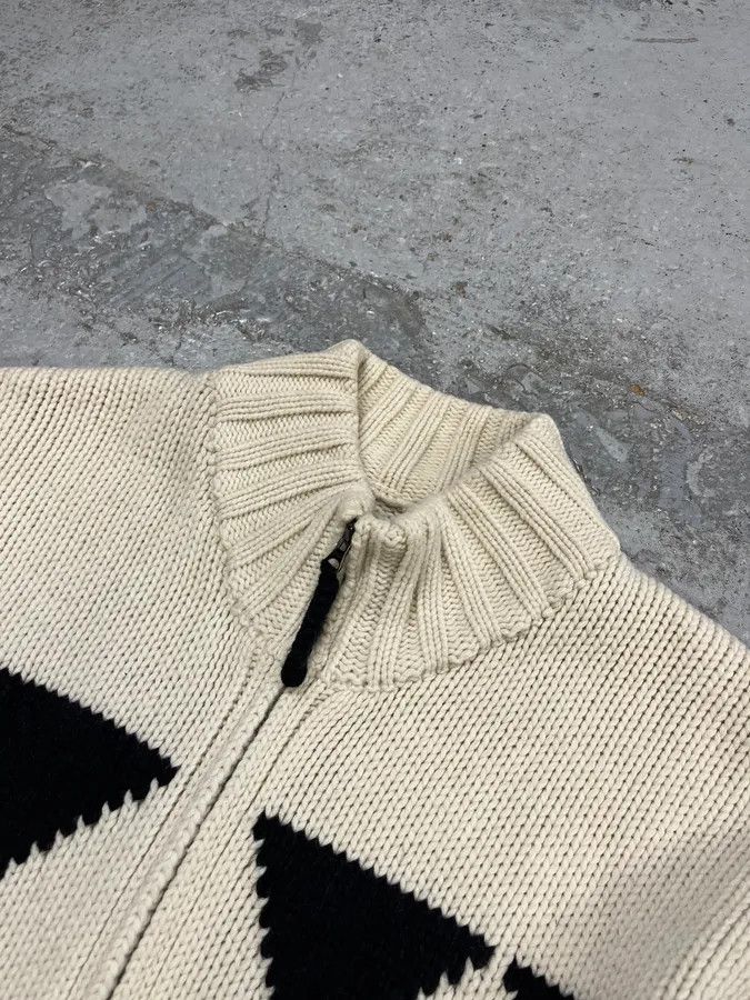 Armani Armani Triangle Cream Wool Zip-Up Sweater Size US L / EU 52-54 / 3 - 5 Thumbnail