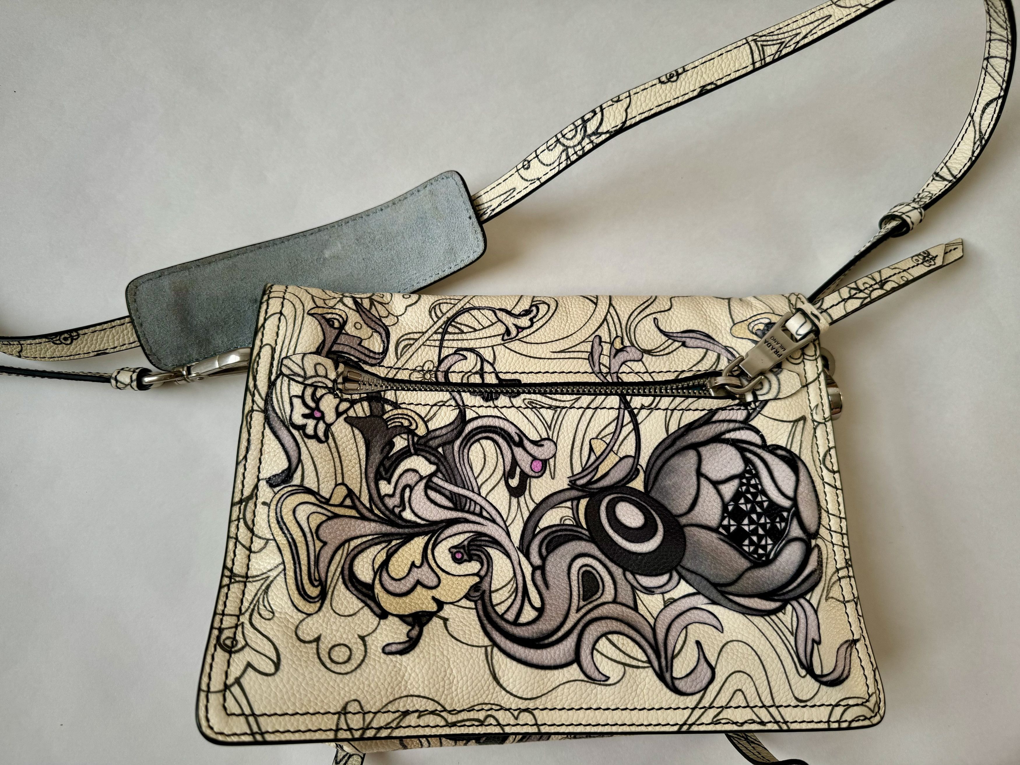 Prada Prada Limited Edition Etiquette Flap Bag Printed Leather Size ONE SIZE - 6 Thumbnail