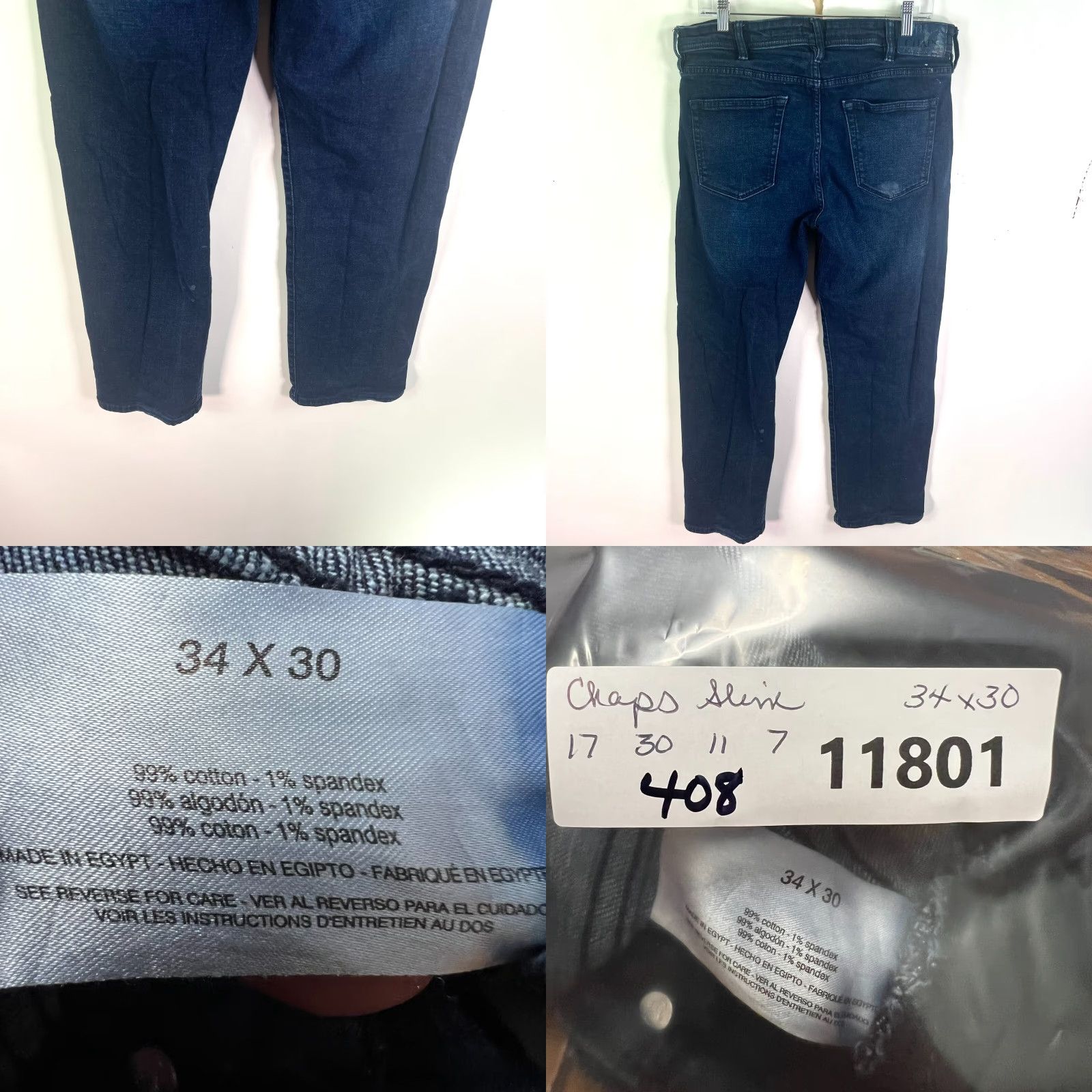 Chaps VINTAGE Chaps Jeans Slim Straight Denim Mens 34 Dark Blue 34x30 90s Logo, 5-Pocket, Mid Rise, Regular Size Mens Size US 34 / EU 50 - 8 Thumbnail
