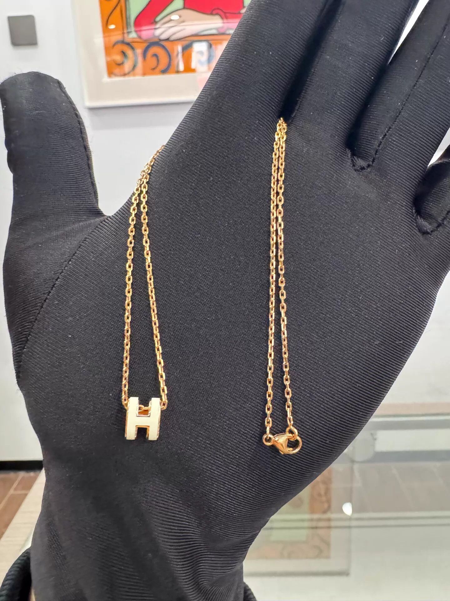 Hermes Hermes Pop H Mini 4cm Pt White E H Necklace Size ONE SIZE - 3 Thumbnail