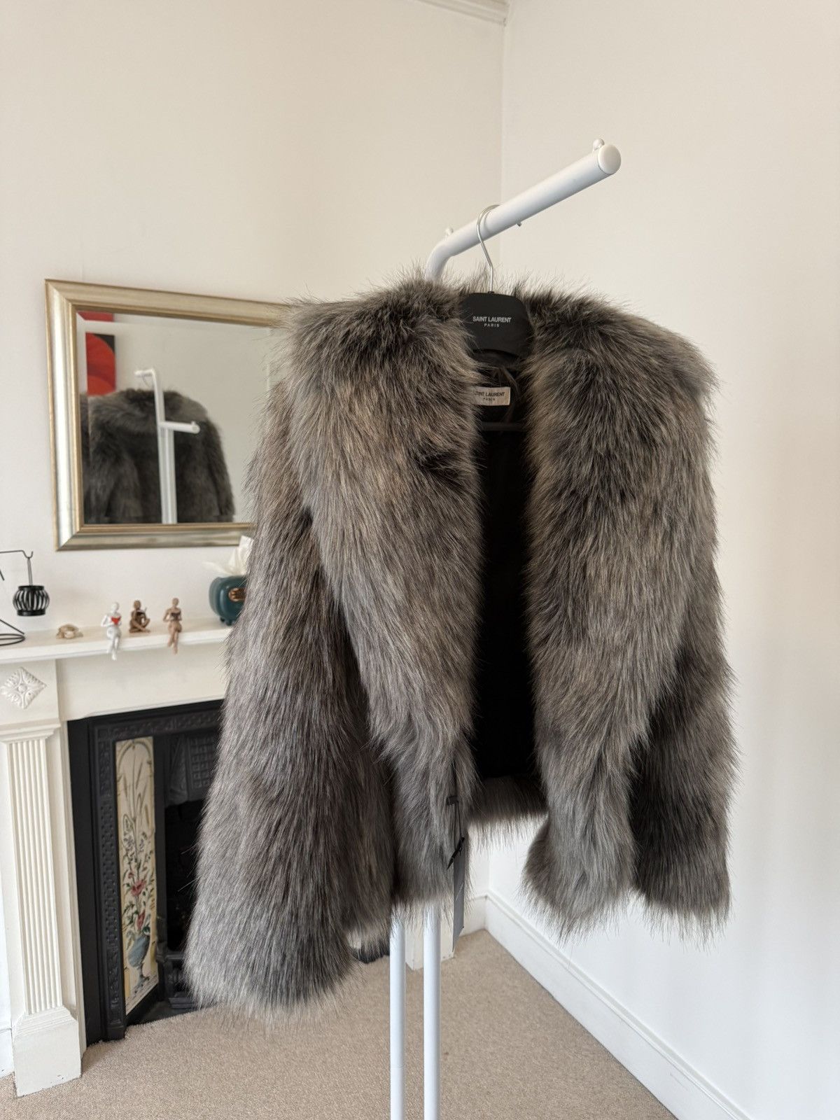 Saint Laurent Paris FW23 Saint Laurent Short Grey Animal-Free Fur Coat Size M / US 6-8 / IT 42-44 - 2 Thumbnail