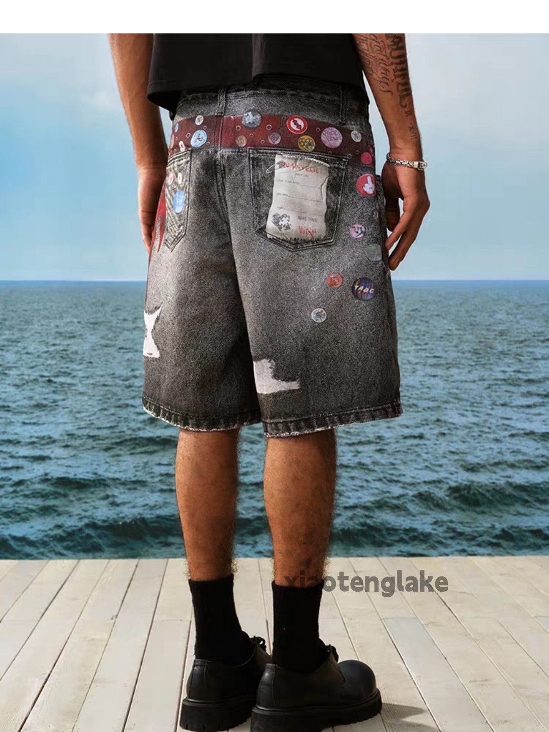 Designer × Japanese Brand × Vintage Unisex washed faded print pattern graphic shorts Size US 32 / EU 48 - 6 Thumbnail