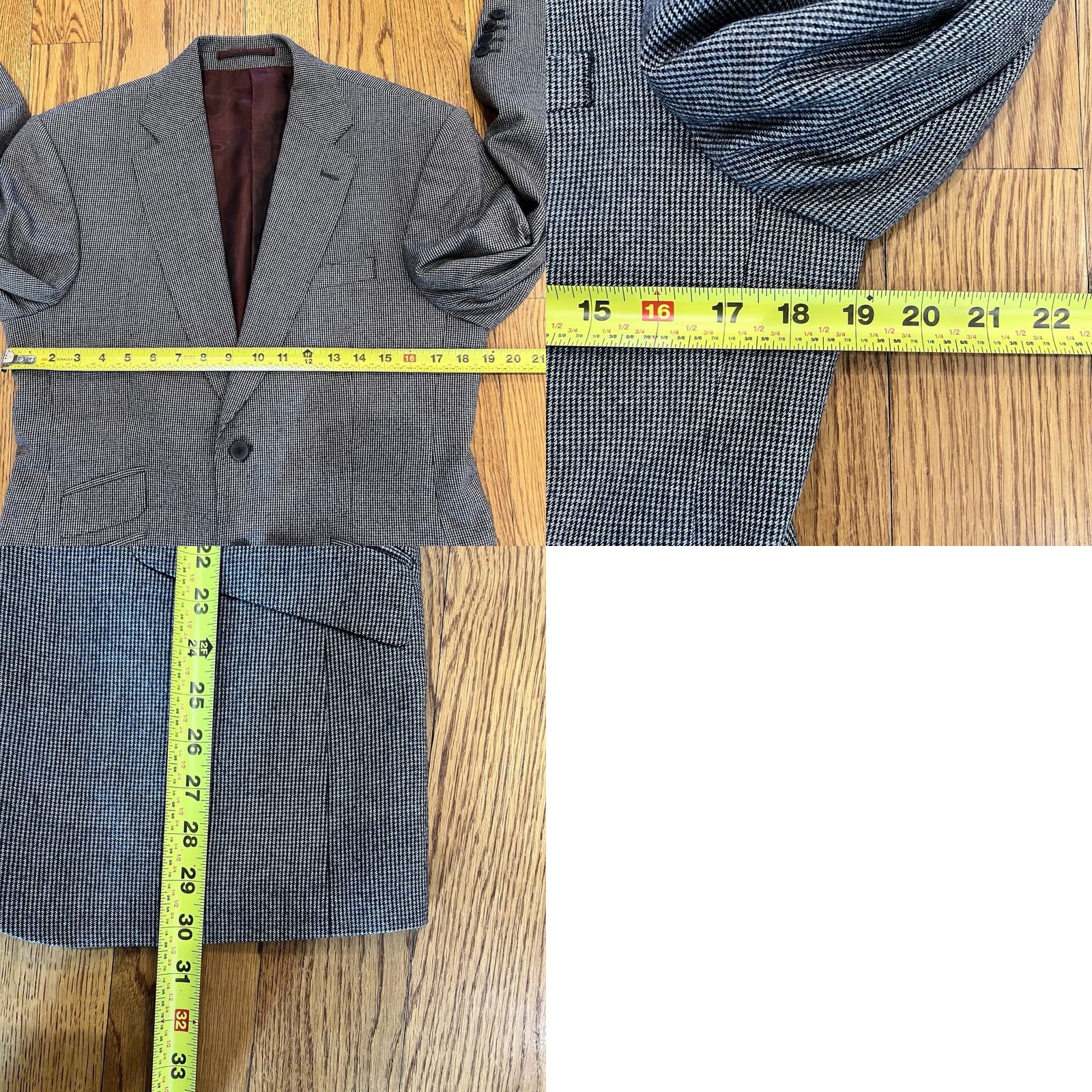 Charles Tyrwhitt Charles Tyrwhitt Mens Sport Coat Black Check Yorkshire Tweed Wool Slim Fit 38S Blazer Shirt Jacket Mens Size 38R - 10 Thumbnail