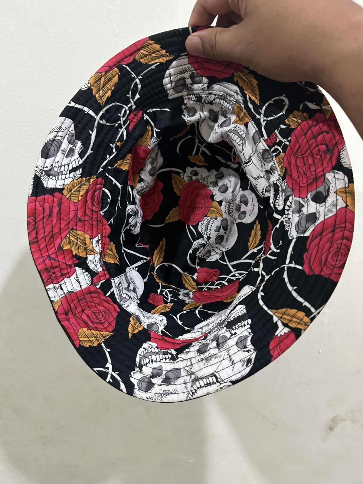 Vintage Skull Rose Off Work Reversible Hat Size ONE SIZE - 10 Thumbnail
