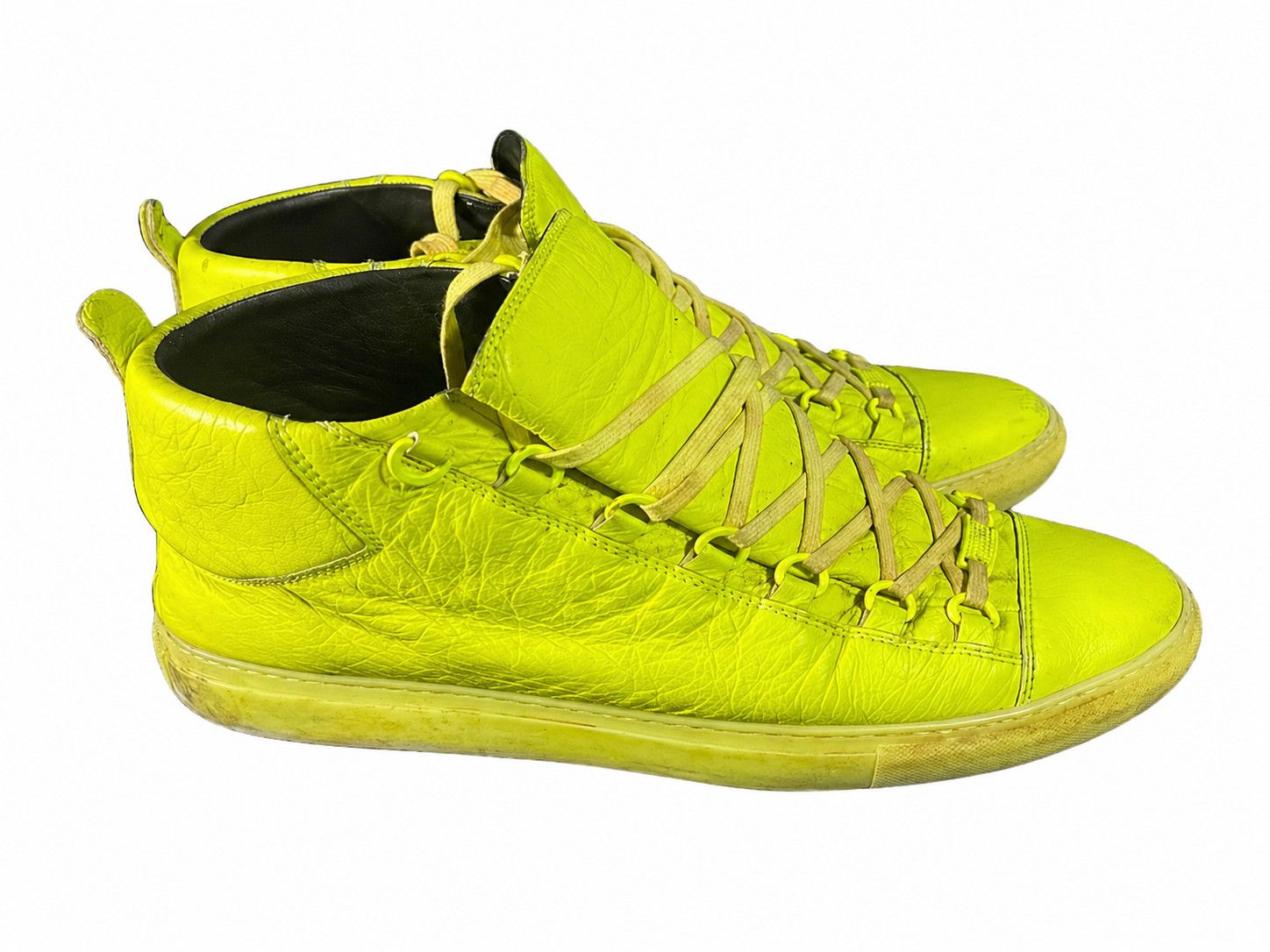 Balenciaga Balenciaga Arena Neon Yellow Leather High Top SZ 9.5 Size US 9.5 / EU 42-43 - 4 Thumbnail