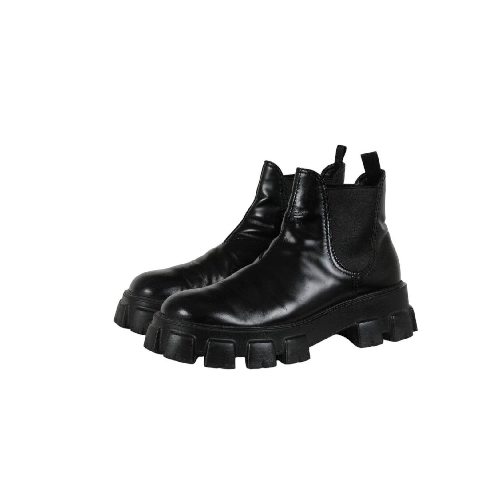Prada Monolith Chelsea Boots Black Leather - 02511B Size US 11 / EU 44 - 7 Thumbnail