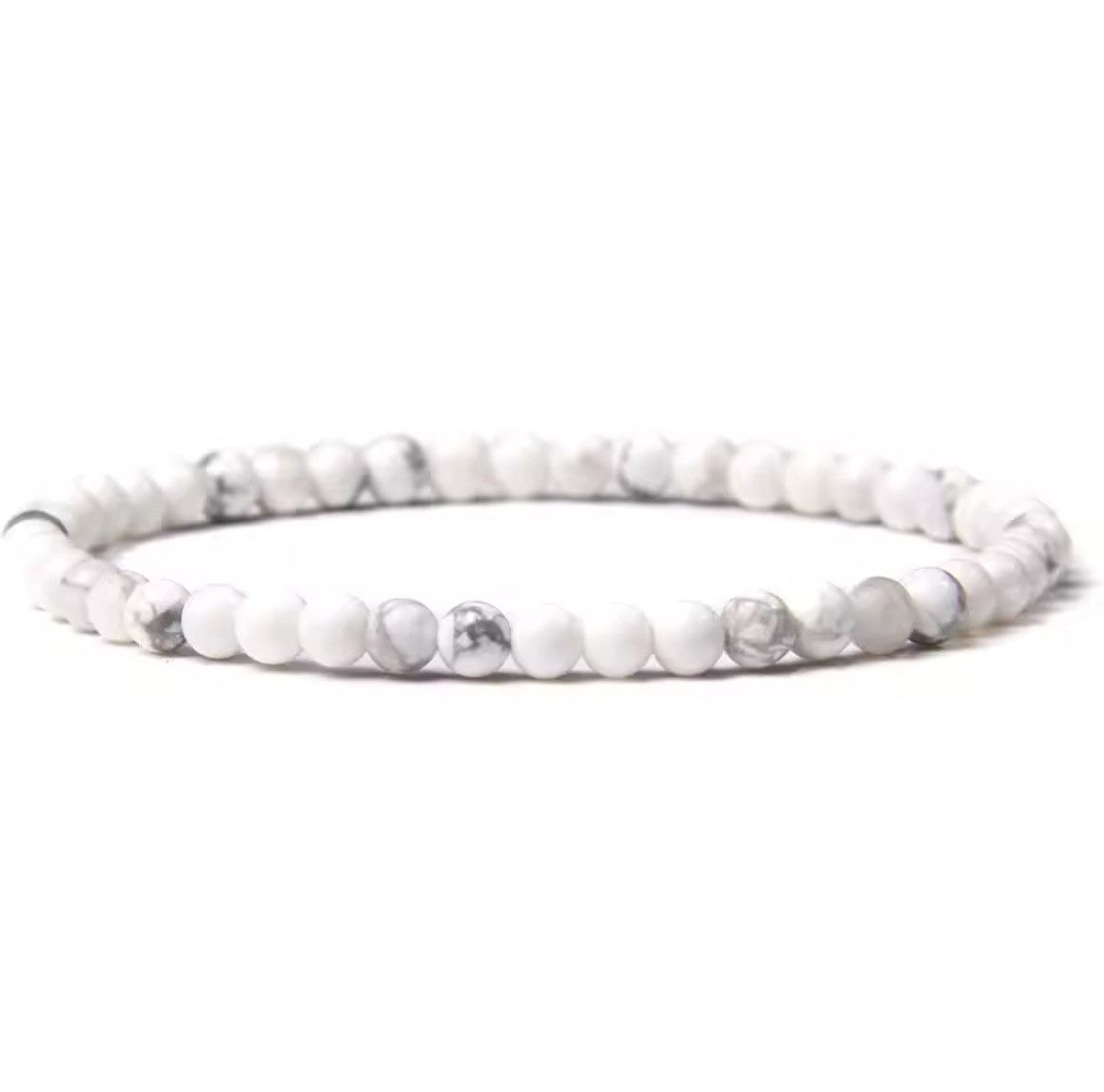 Jewelry White 4MM Reiki Natural Stone Beads Bracelet Size ONE SIZE - 1 Thumbnail
