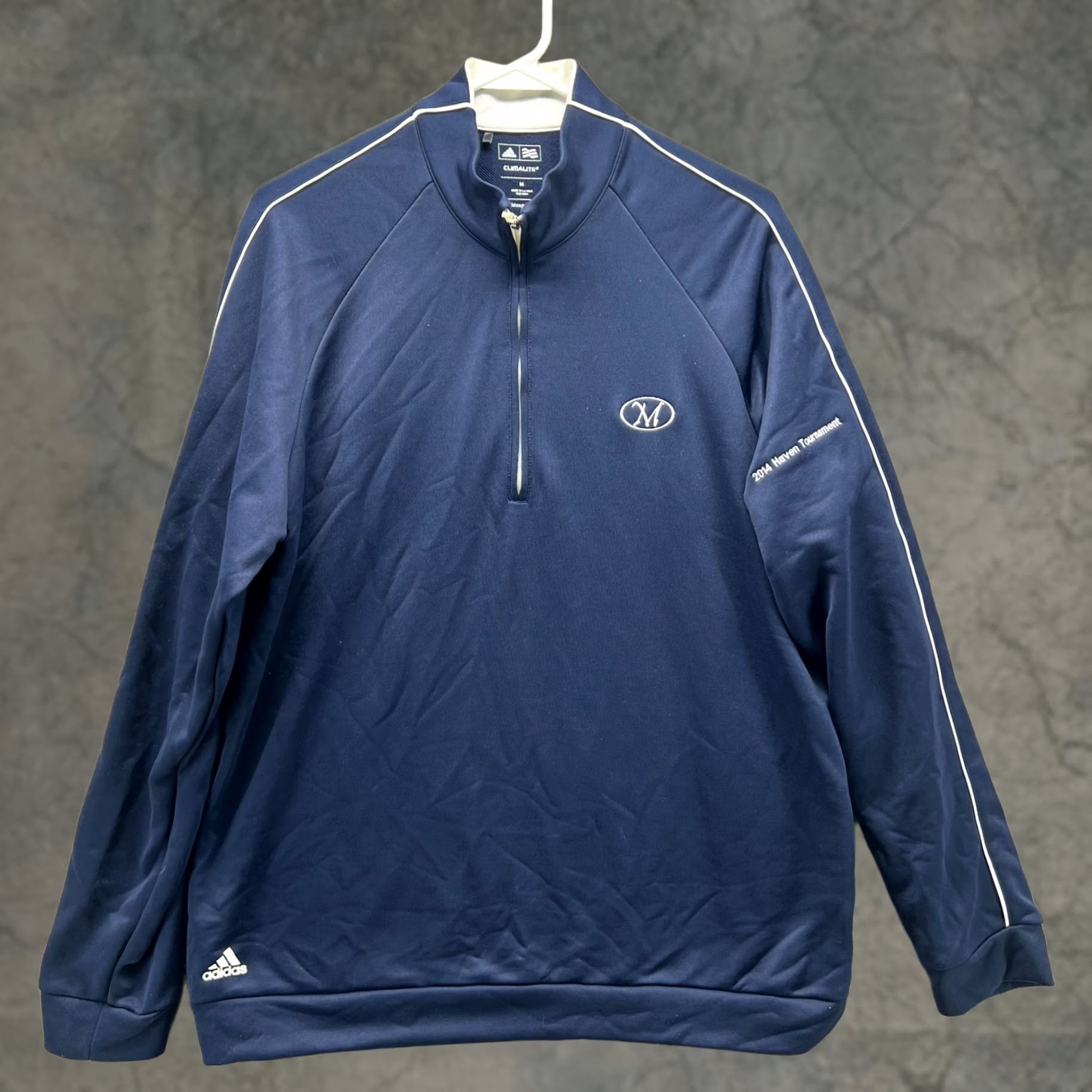 Adidas VINTAGE Adidas Sweater Mens M Blue 1/4 Zip Golf Haven Tournament 2014 White River Size US M / EU 48-50 / 2 - 1 Thumbnail
