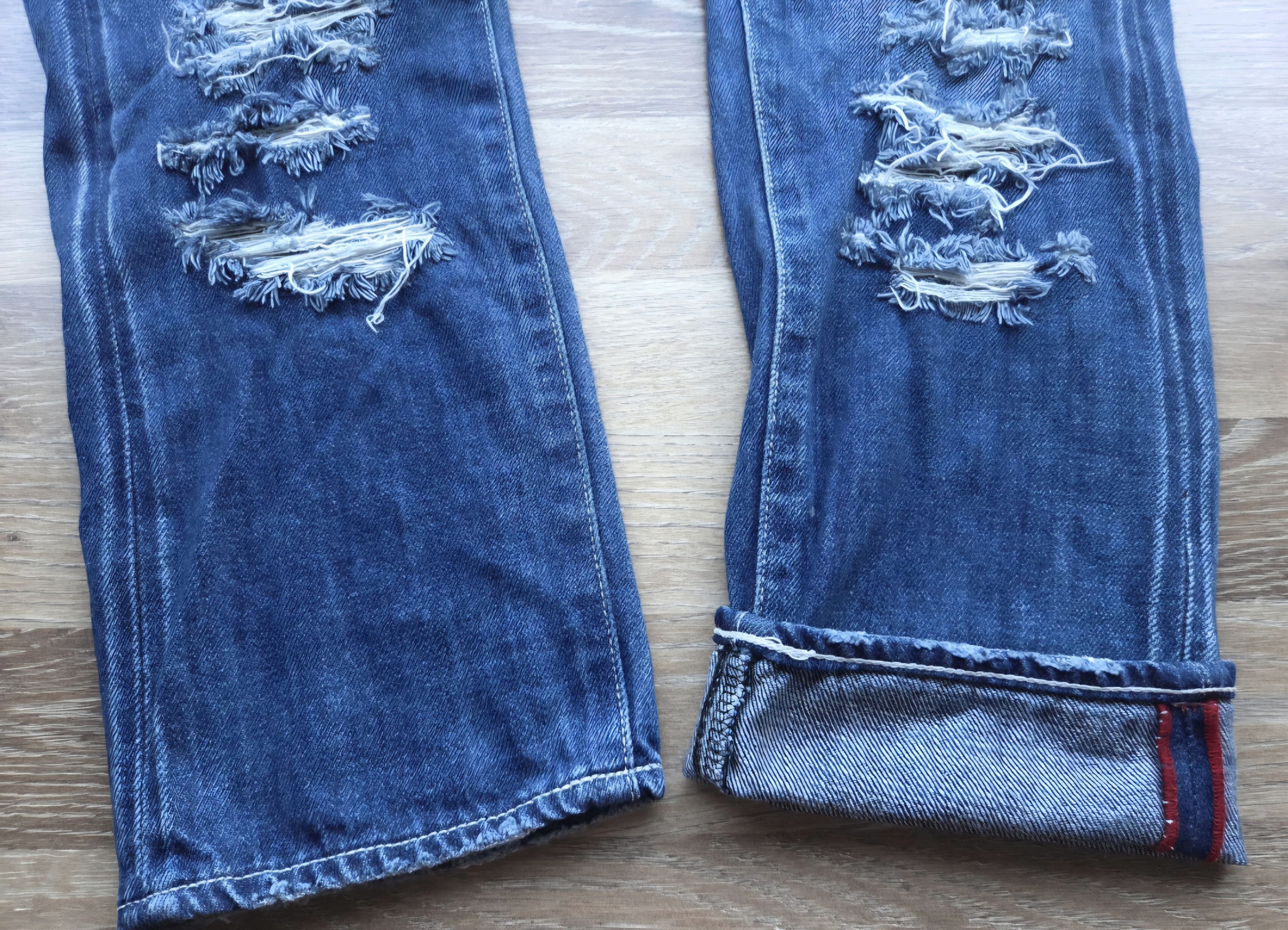 Japanese Brand Distressed Ripped Off RCWB Rodeo Crowns Red Selvedge Denim Size US 30 / EU 46 - 9 Thumbnail