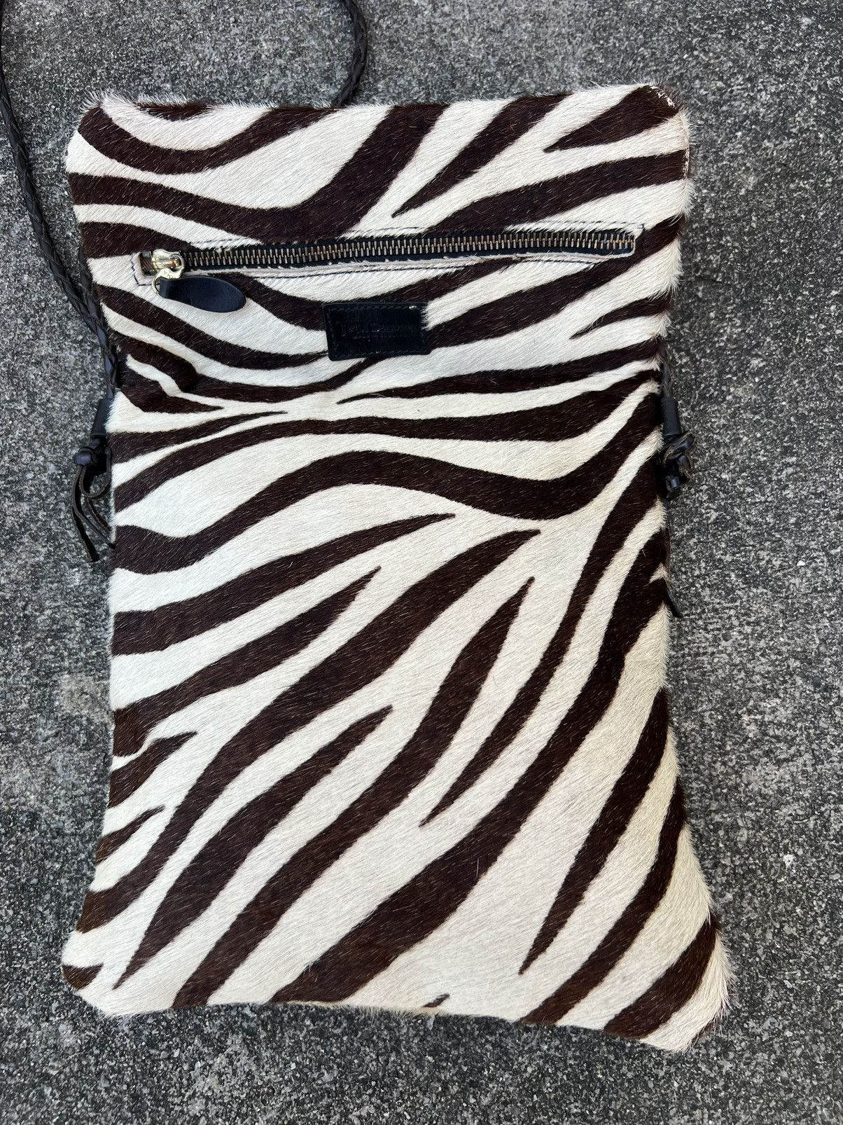 Leather Vintage J&M Davidson England Zebra Leather Sling Bag Size ONE SIZE - 21 Thumbnail