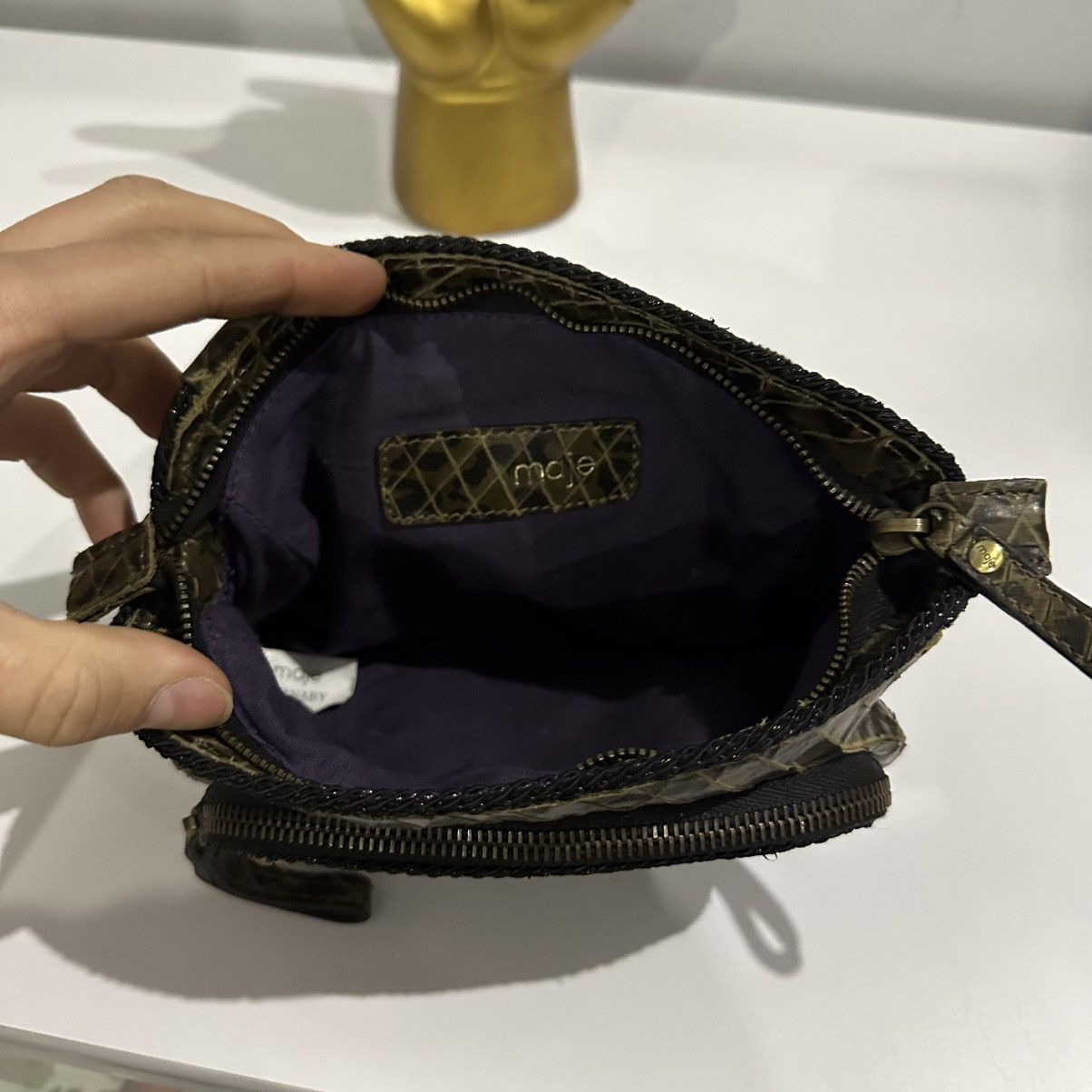 Maje MAJE Carnaby Women’s Leather Clutch Size ONE SIZE - 8 Thumbnail