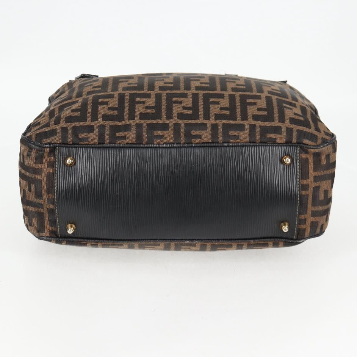 Fendi FENDI Zucca Canvas Hand Bag Black Brown Gold Size ONE SIZE - 9 Thumbnail