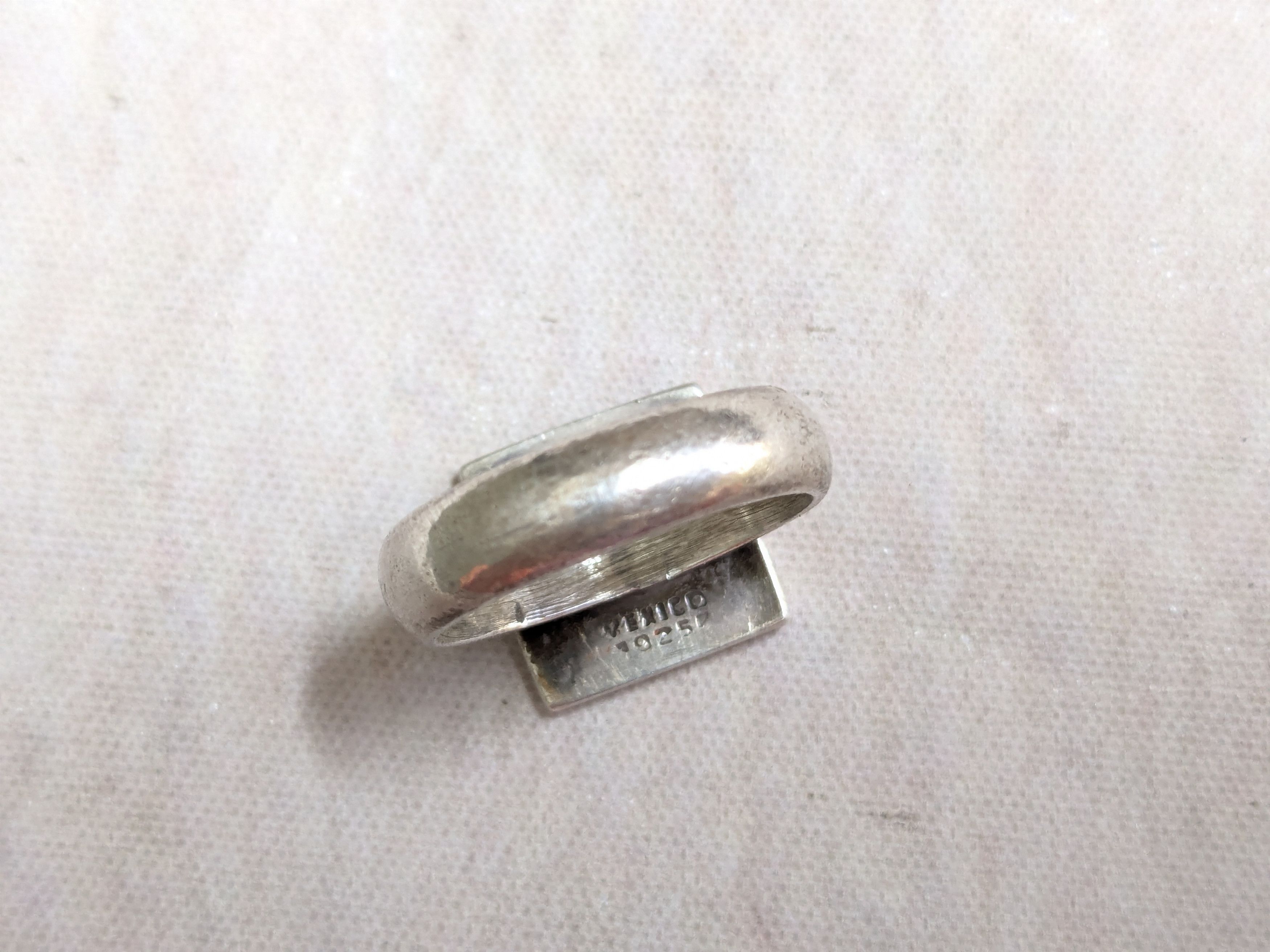 Jewelry Vintage Sterling Silver Signet Ring 7.5 Square Band Size ONE SIZE - 6 Thumbnail