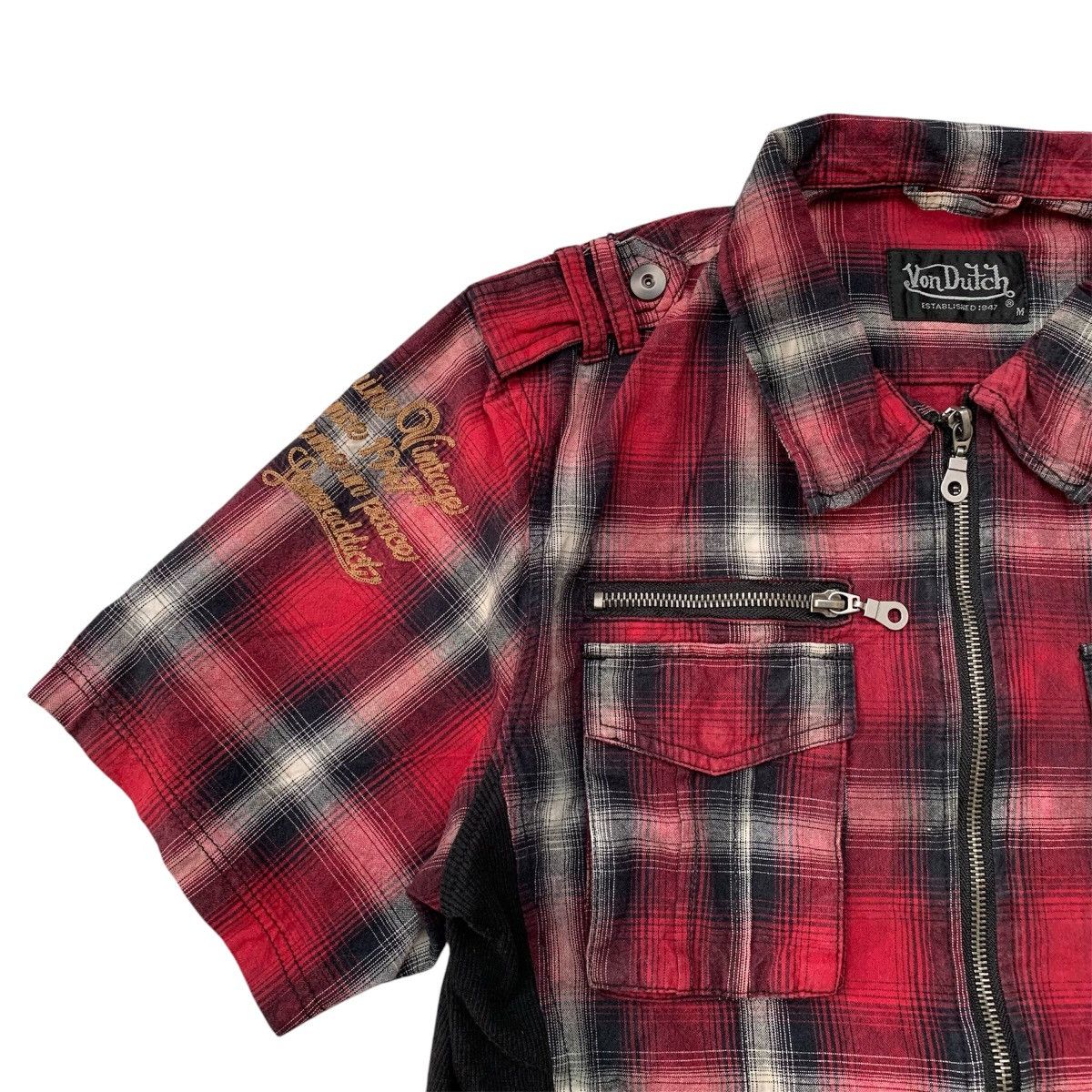 Japanese Brand × Von Dutch Von Dutch Embroidered Ziper Flanel Shirt🏁 Size US M / EU 48-50 / 2 - 3 Thumbnail