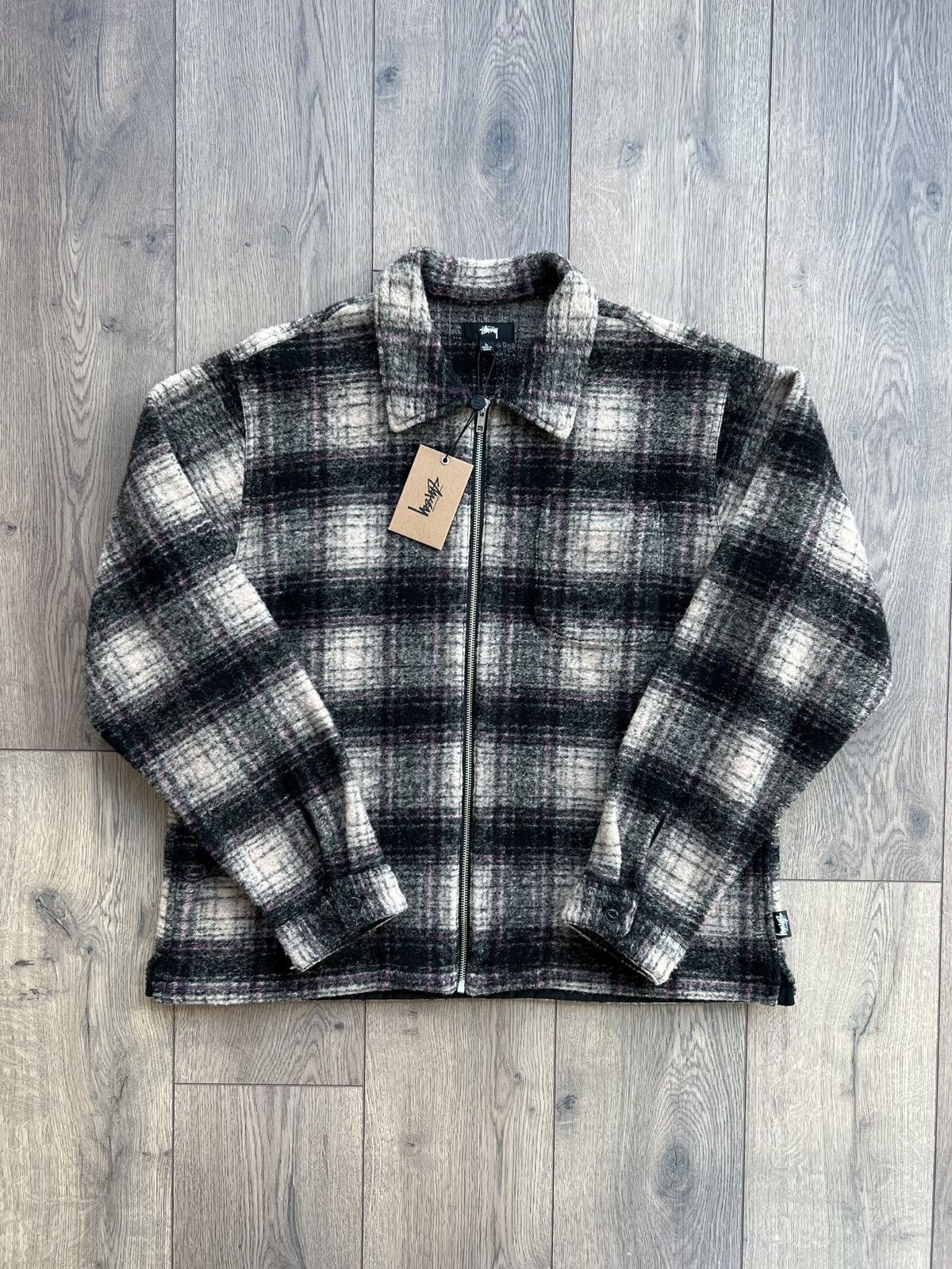 Stussy Stussy Wool Plaid Zip Shirt Jacket Lilac Size US L / EU 52-54 / 3 - 1 Thumbnail