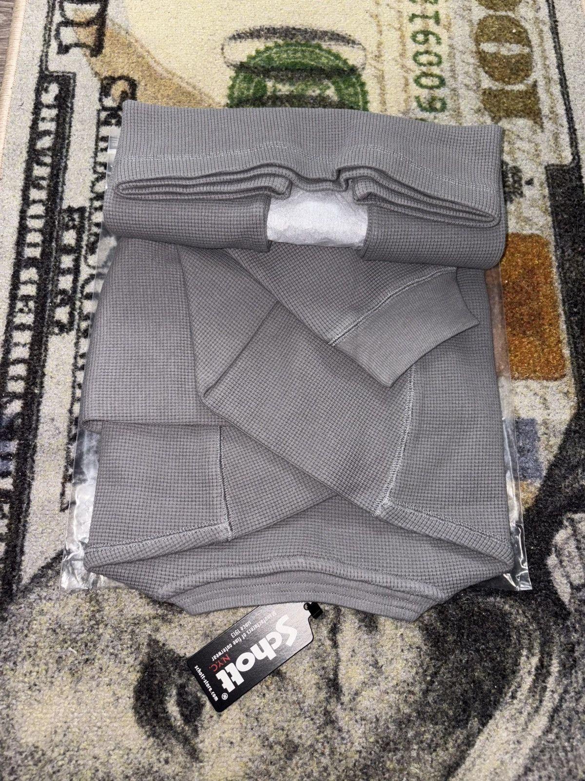 Palace Schott NYC Waffle Long Sleeve Tee Grey