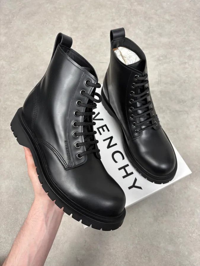 Givenchy AW2023 Givenchy Black Leather Combat Boots by Matthew Williams Size US 12 / EU 45 - 1 Thumbnail