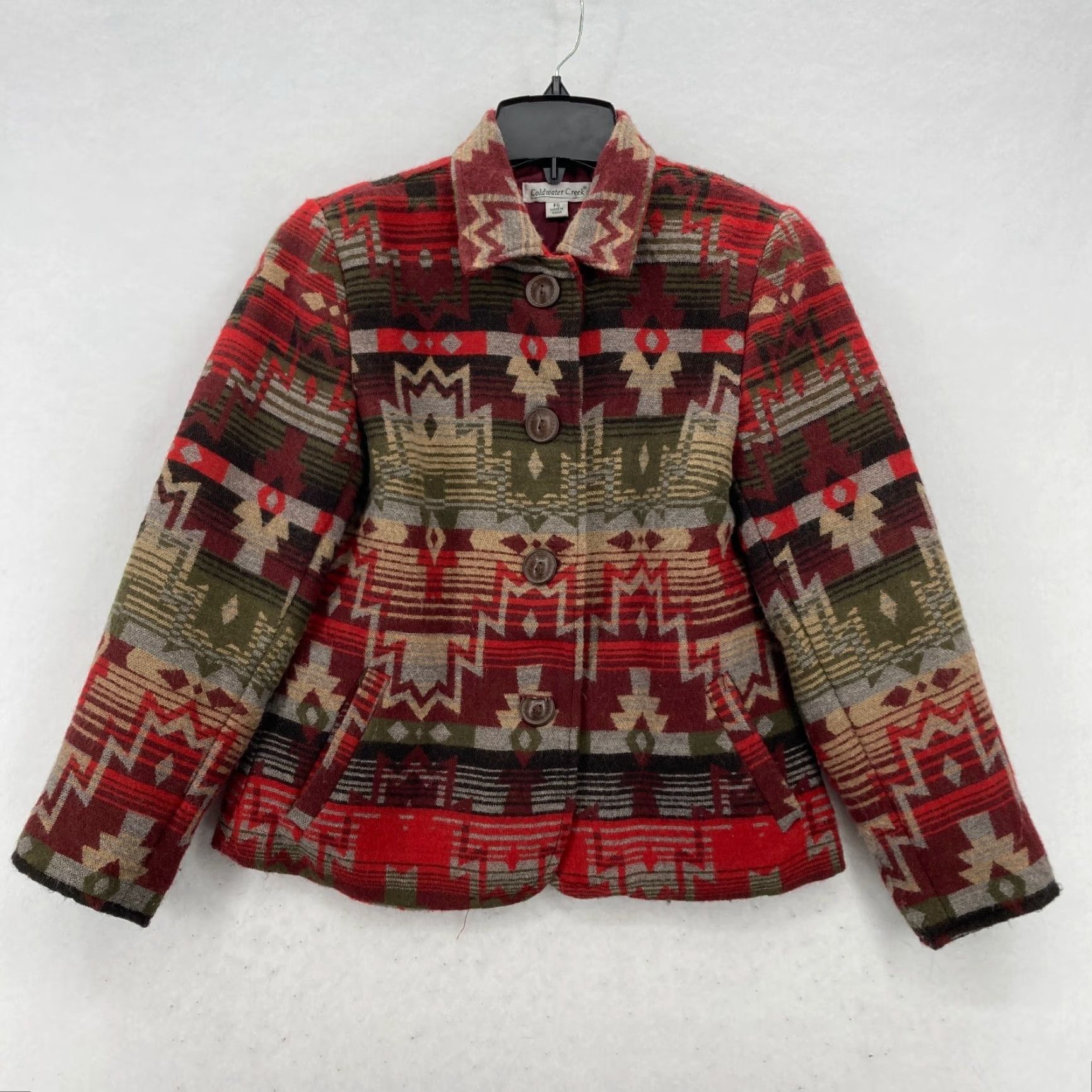 Coldwater Creek Coldwater Creek Aztec Western Jacket Women's 6P Red Wool Blend Button Front Size M / US 6-8 / IT 42-44 - 2 Thumbnail