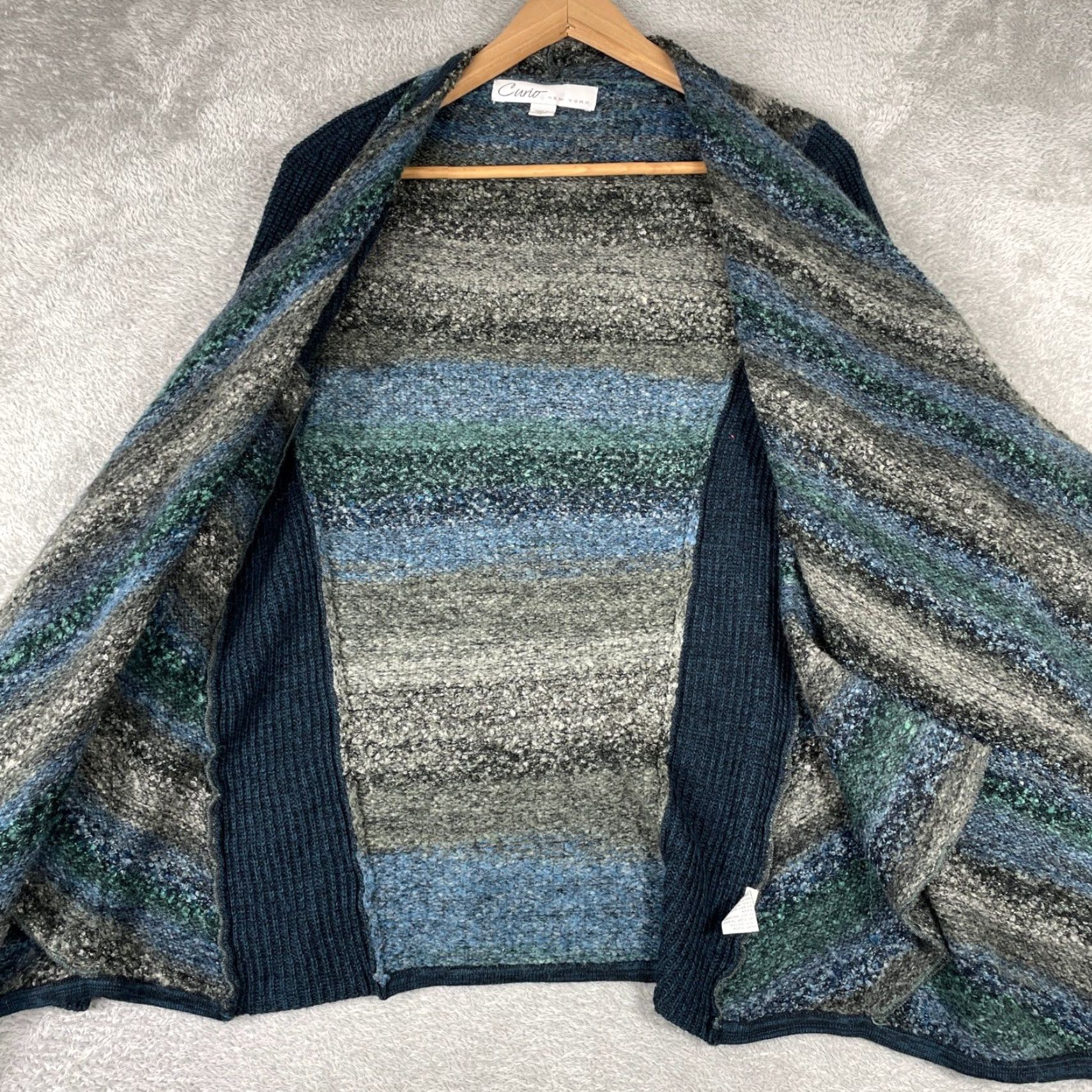 Vintage VINTAGE Curio New York Cardigan Women L Striped Draped Open Wool Blend Lagenlook Size L / US 10 / IT 46 - 5 Thumbnail