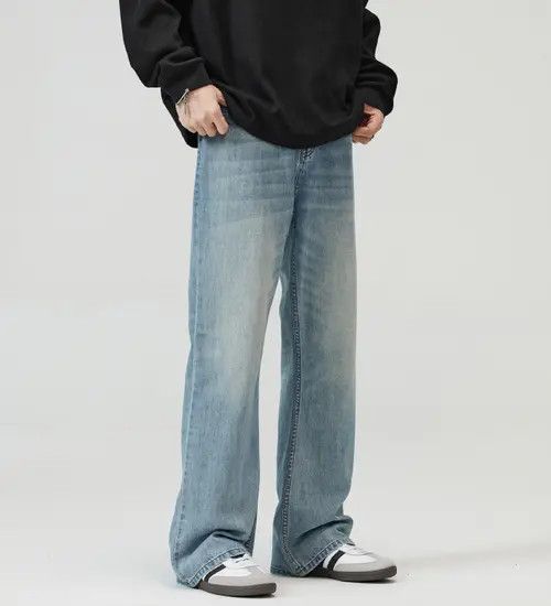 Japanese Brand × Jean Pants Light blue washed retro straight flared baggy jeans Size US 32 / EU 48 - 4 Thumbnail