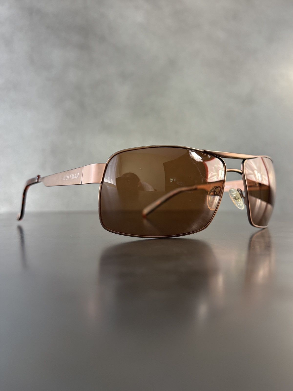 Designer Hoffman Sunglasses Aviators Bronze Metal Wrap Shield 90s Size ONE SIZE - 18 Thumbnail