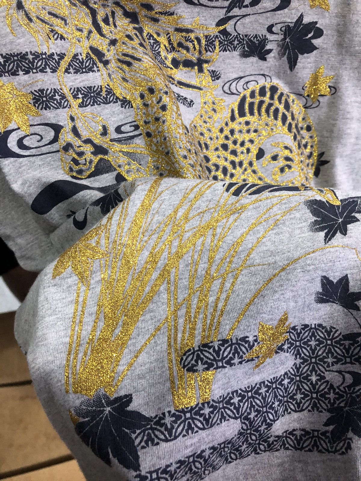 Japanese Brand OBLO Japanese Dragon Long Sleeve Gold Foil Print Size US S / EU 44-46 / 1 - 15 Thumbnail