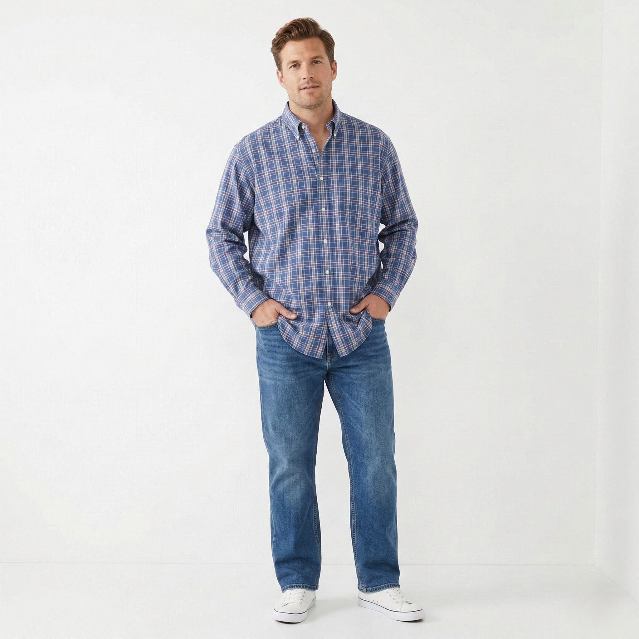 Brooks Brothers Brooks Brothers Men XL Casual Shirt Blue Check Cotton 8191 Size US XL / EU 56 / 4 - 1 Thumbnail