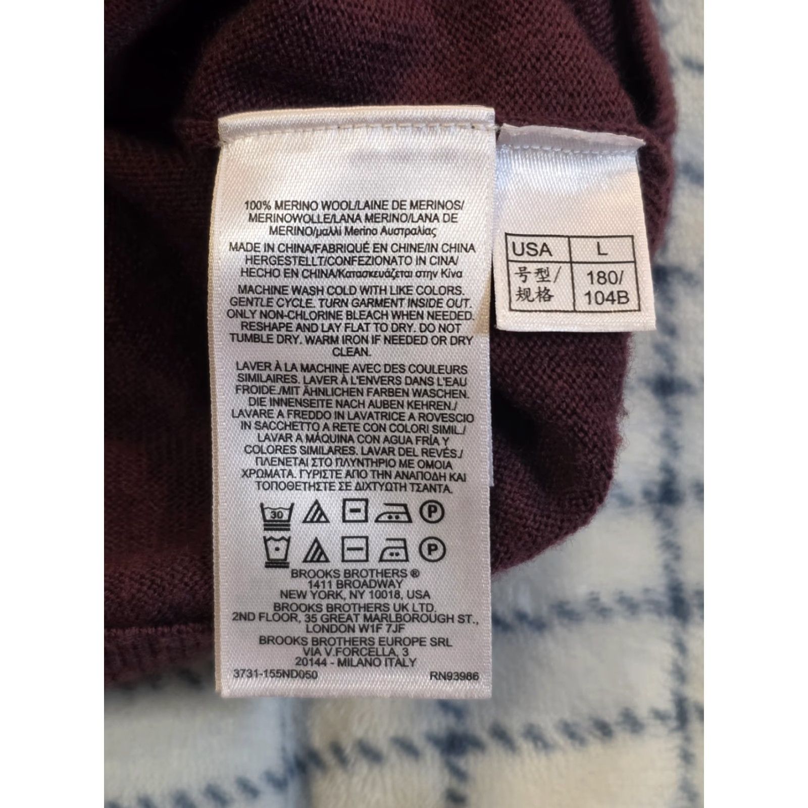 Brooks Brothers BROOKS BROTHERS Sweater Mens L Burgundy Wool Pullover Crew Neck Knit All Seasons Regular Washable Knit-Style Classic Preppy Men’s Pullover Size US L / EU 52-54 / 3 - 6 Thumbnail