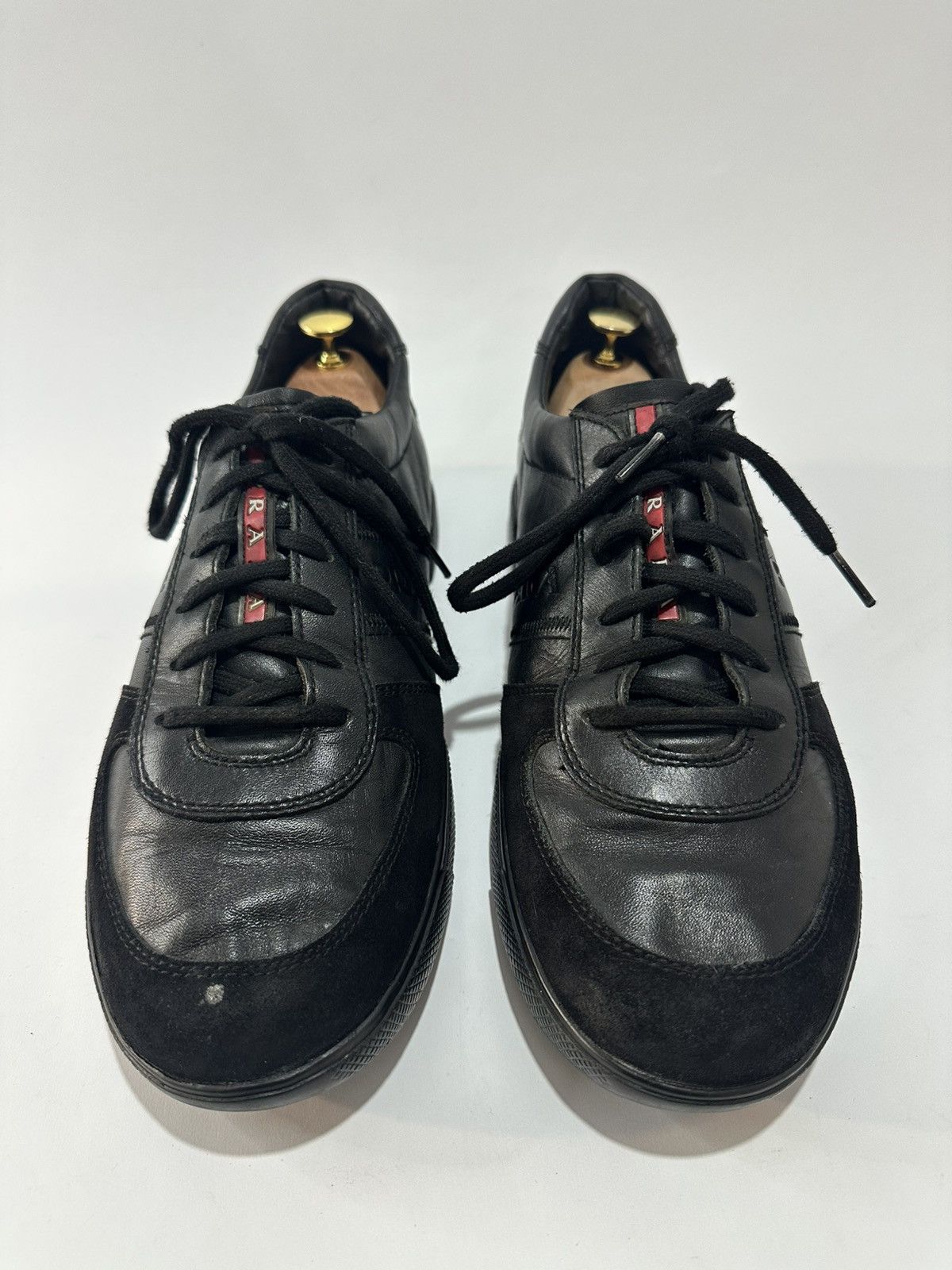 Prada Prada Sport Black Leather and Leather Low Top Sneakers Size US 11 / EU 44 - 2 Thumbnail