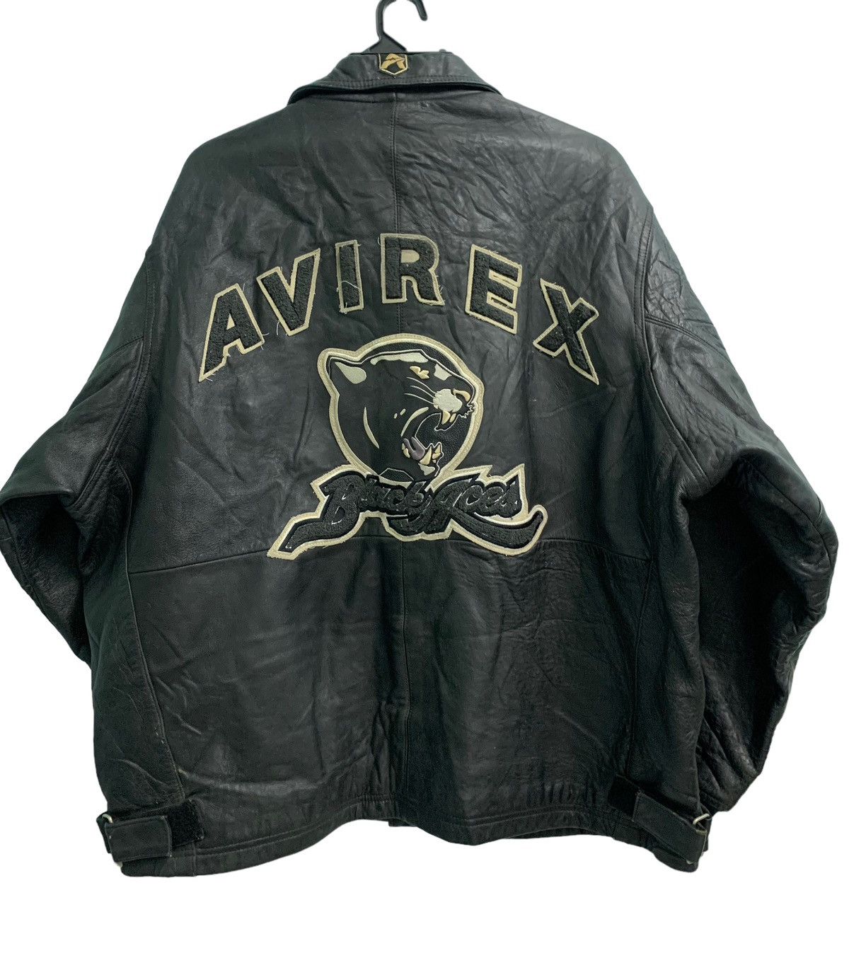 Avirex 🔥Vintage Avirex Black Aces (Oversized 3XL) Leather Jacket Size US XXL / EU 58 / 5 - 4 Thumbnail