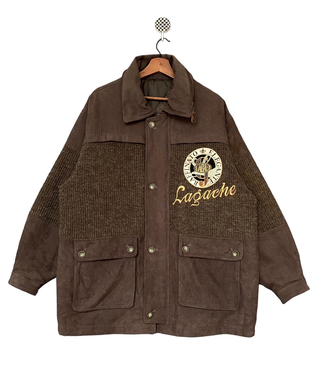 image of Leather Jacket Vintage Brand Lagache Jacket 1990S in Brown, Men's (Size Large)