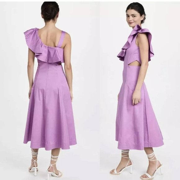 Veronica Beard Veronica Beard One Shoulder Cutout Maxi Dress Vivid Orchid Size XS / US 0-2 / IT 36-38 - 7 Thumbnail