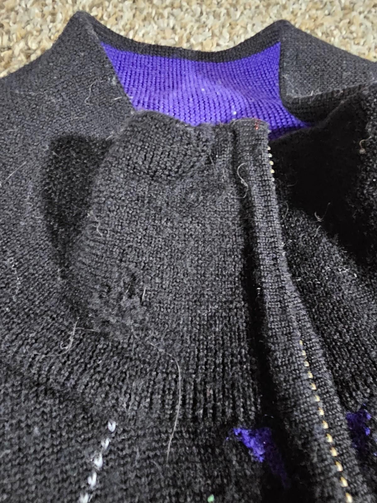 Footjoy FootJoy Argyle Wool Sweater Black Purple 1/4Zip Mens L FLAWS Size US L / EU 52-54 / 3 - 3 Thumbnail
