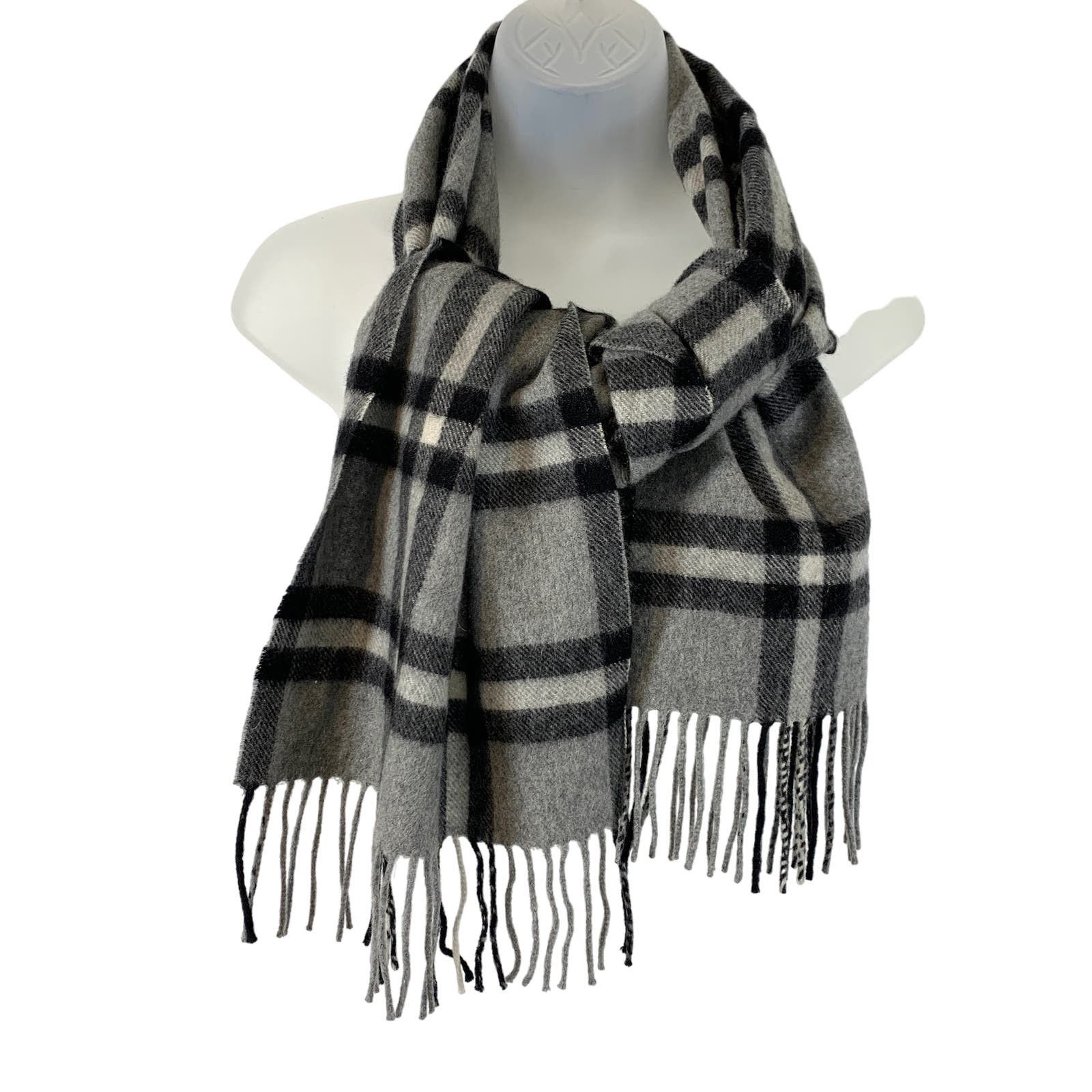 Other Elliot Mulryan Cashmere Plaid Gray Scarf Size ONE SIZE - 1 Thumbnail