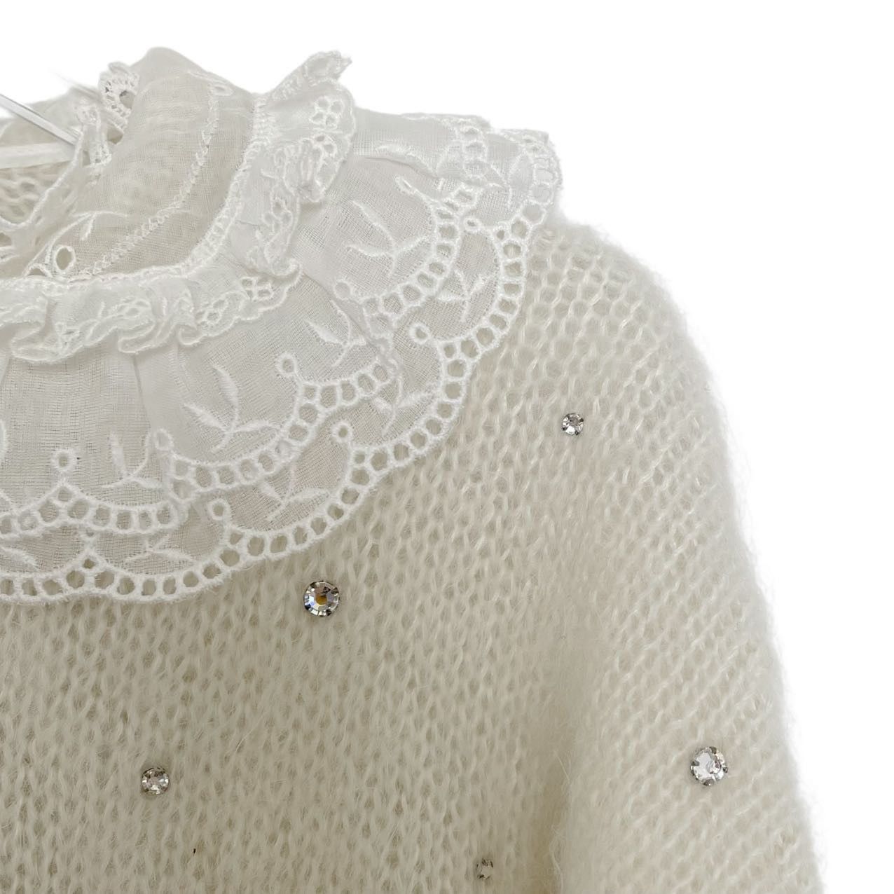 Miu Miu Miu Miu Lace Peter Pan Collar Mohair Knit Cardigan K26WX Size M / US 6-8 / IT 42-44 - 3 Thumbnail