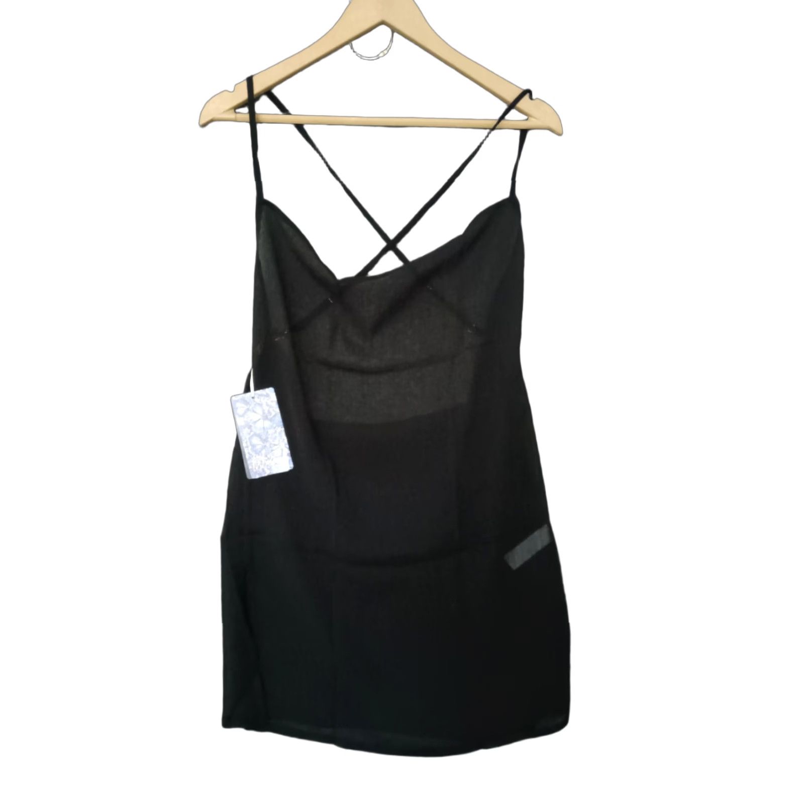 Vintage Toluca Swim Black Maxi Cowl Neck Sheer Dress - Womens - Size S - Beach Cover Up - Sleeveless - Long - Polyester Blended Fabric Size S / US 4 / IT 40 - 1 Thumbnail