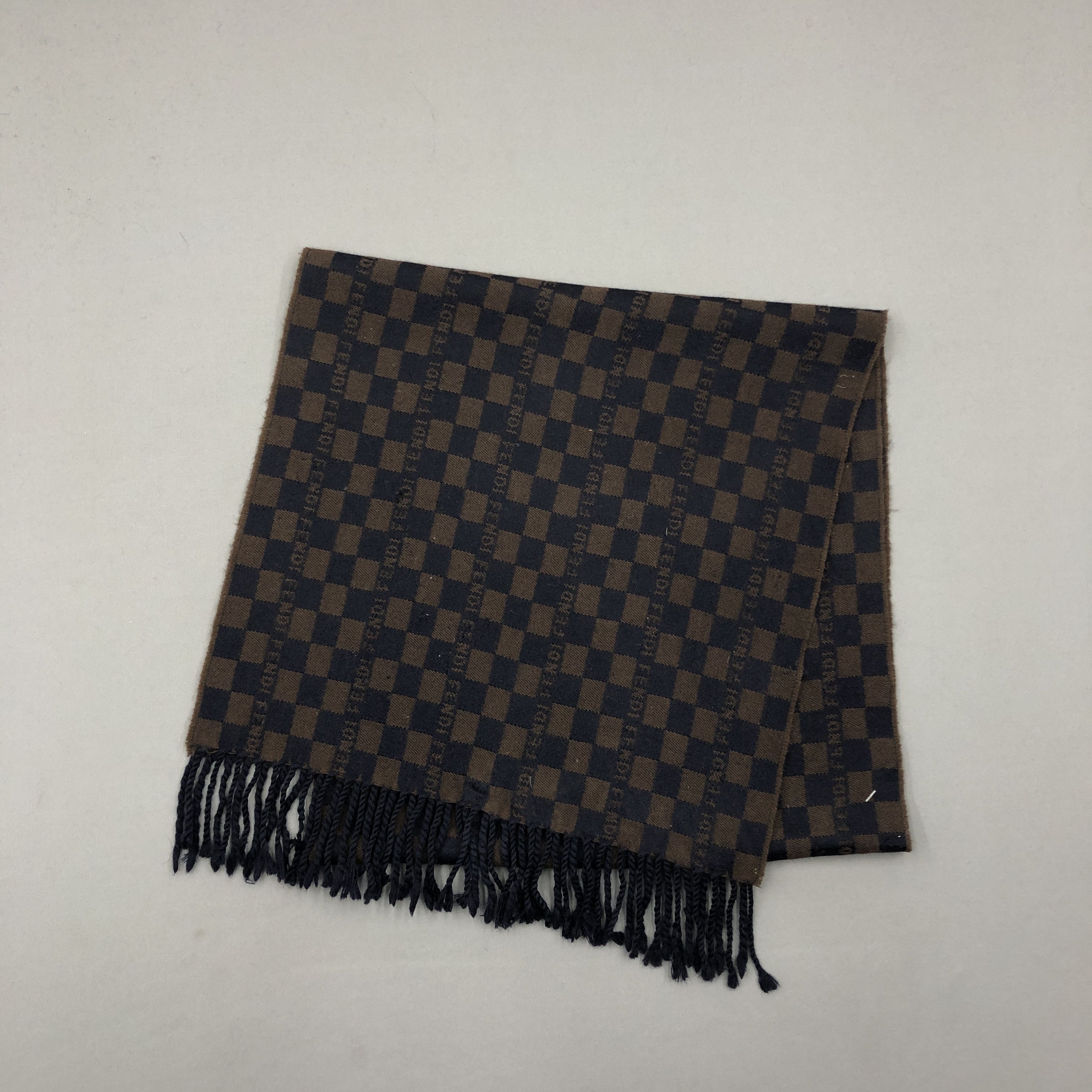 Fendi Vintage Fendi Scarf Fendi Zucca FF Check Wool Scarves Size ONE SIZE - 3 Thumbnail