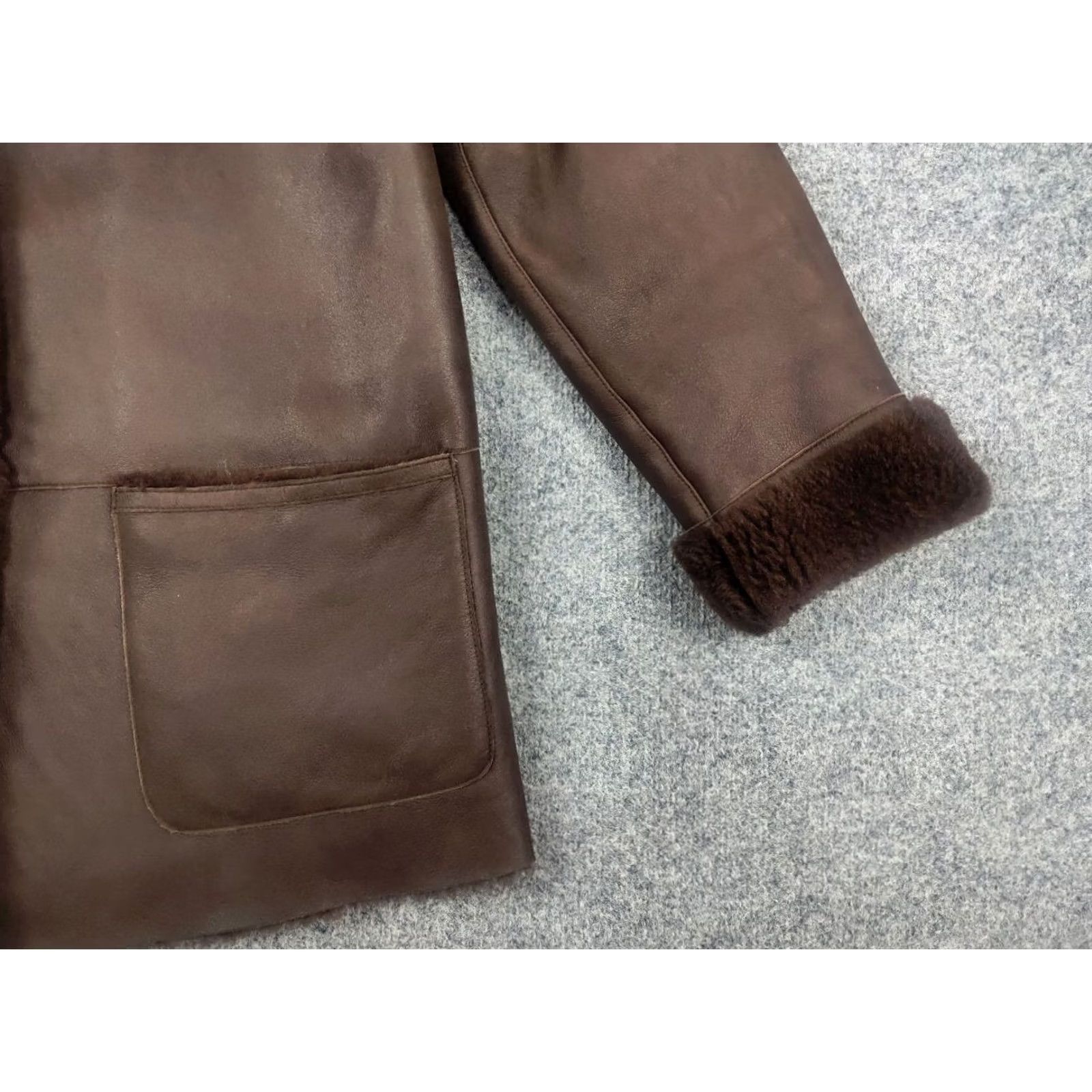 Gallotti VINTAGE Gallotti Bacis Italy Design Brown Leather Shearling Fur-Lined Coat Jacket Men M Brown Leather Jacket Wool Lined Winter Designer 90s Mens Size US M / EU 48-50 / 2 - 5 Thumbnail