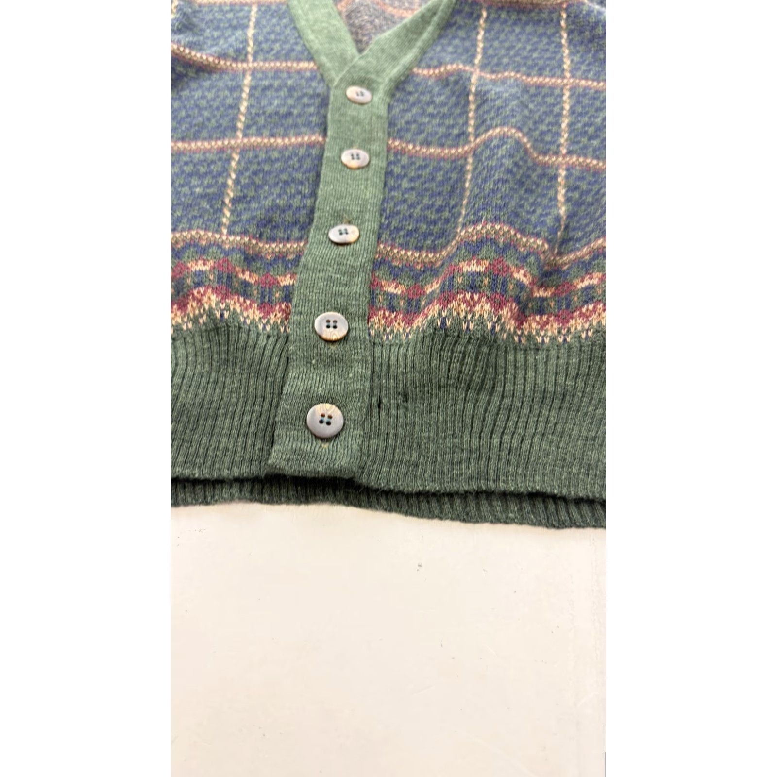 Vintage VINTAGE John Ashford Sweater Vest Mens Medium Blue Check Knit V-Neck Made In Italy Size US M / EU 48-50 / 2 - 2 Thumbnail