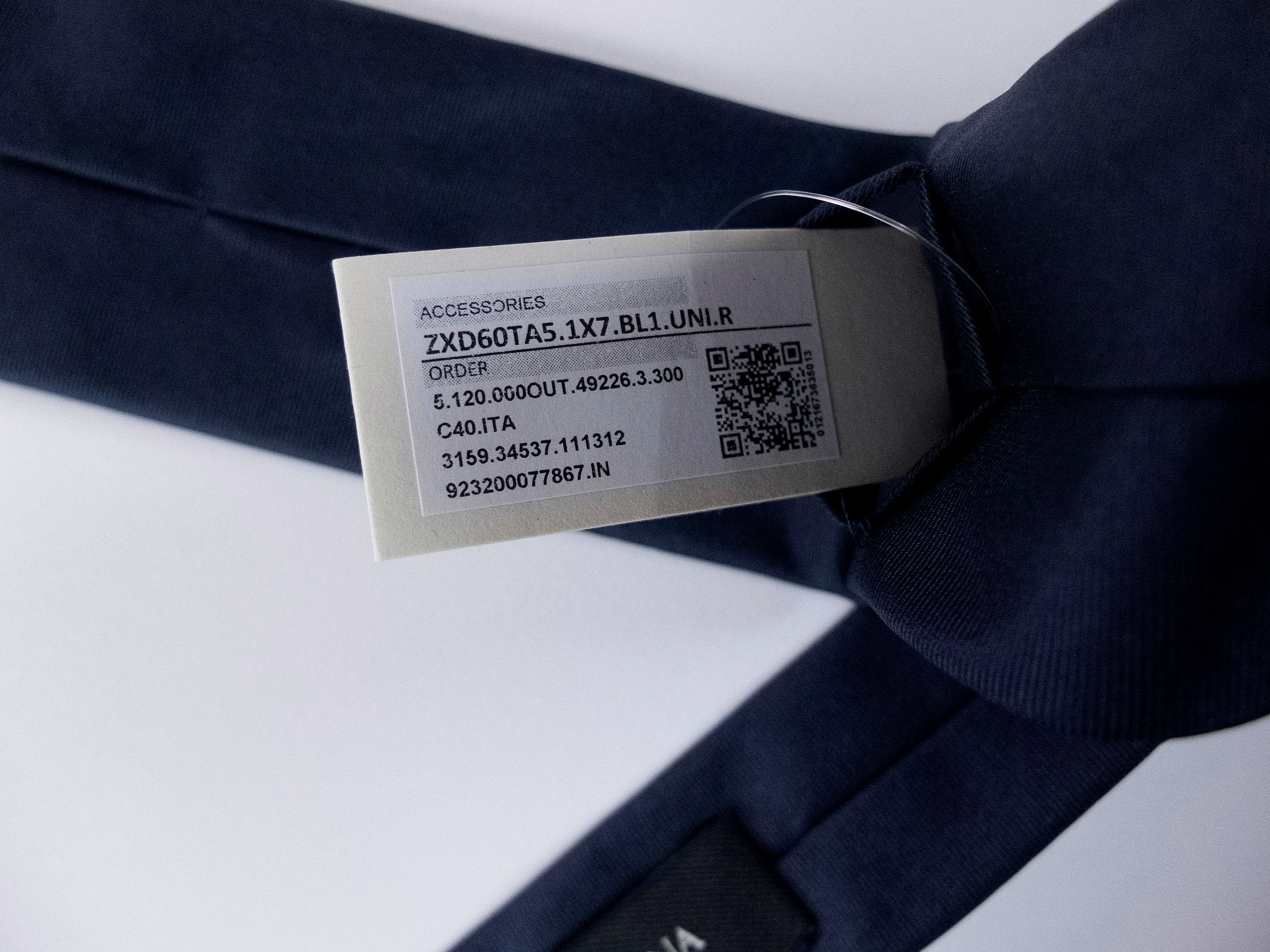 Ermenegildo Zegna ZEGNA narrow width solid navy blue silk tie authentic Size ONE SIZE - 4 Thumbnail