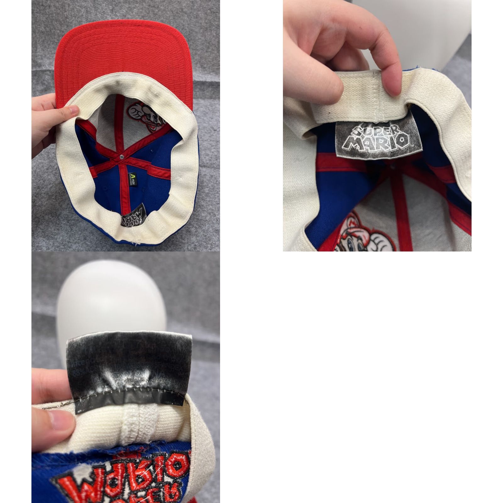 Vintage Bioworld Nintendo Super Marios Hat Cap Fitted Adult One Size Blue Acrylic Spandex Stretch Twill Baseball Cap Mens 90s Video Game Classic Theme cap Size ONE SIZE - 9 Thumbnail