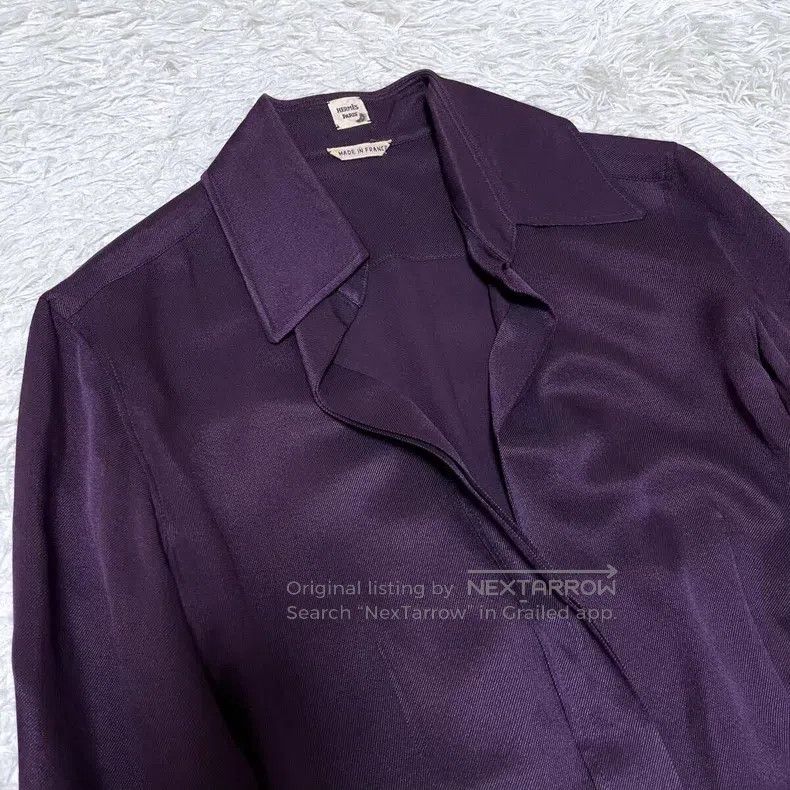 Hermes Hermes Purple Silk Shirt Size XXS / US 00 / IT 34 - 3 Thumbnail