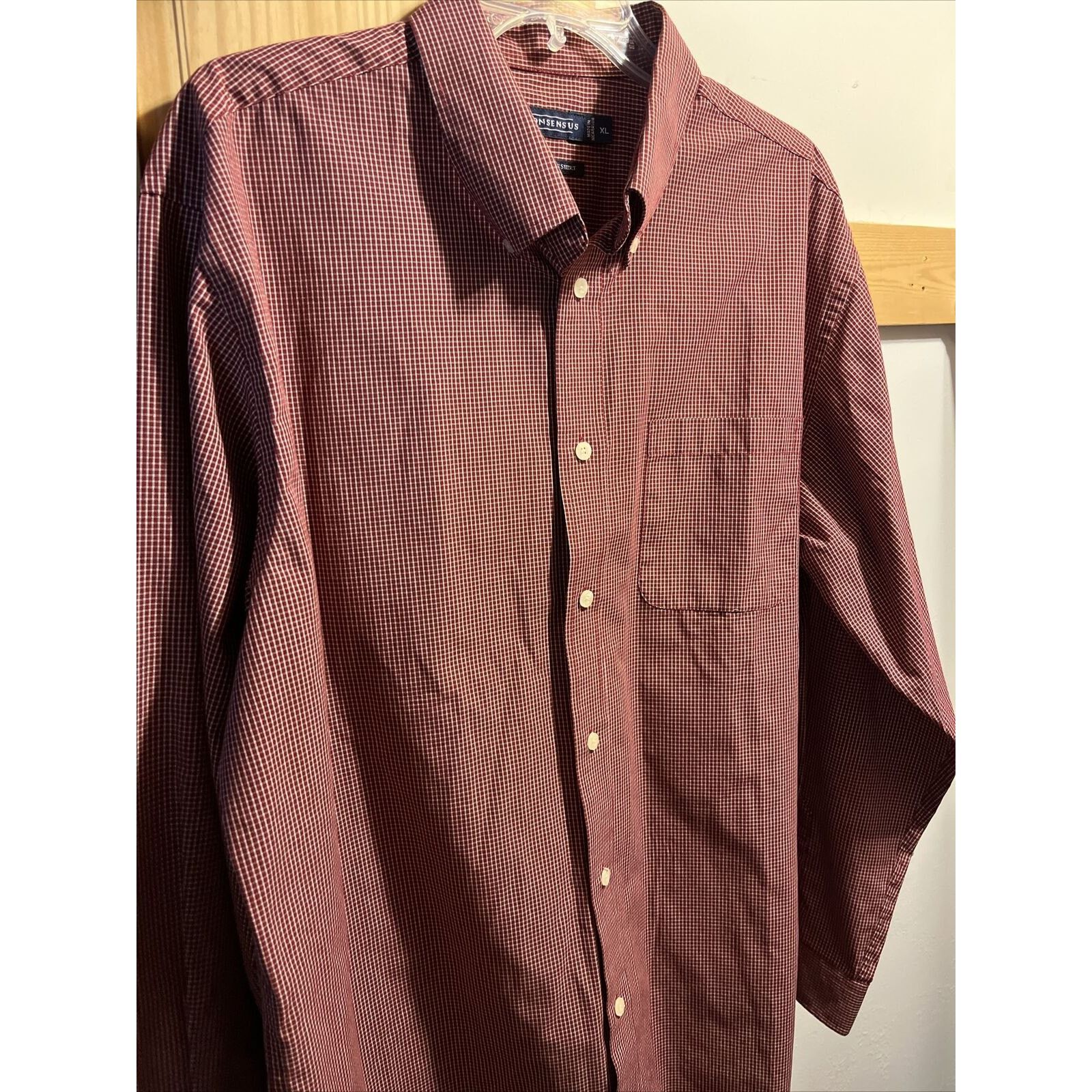 Consensus Sportswear Consensus Men’s XL Red Check LS Button Polyester Blend Shirt Size US XL / EU 56 / 4 - 4 Thumbnail