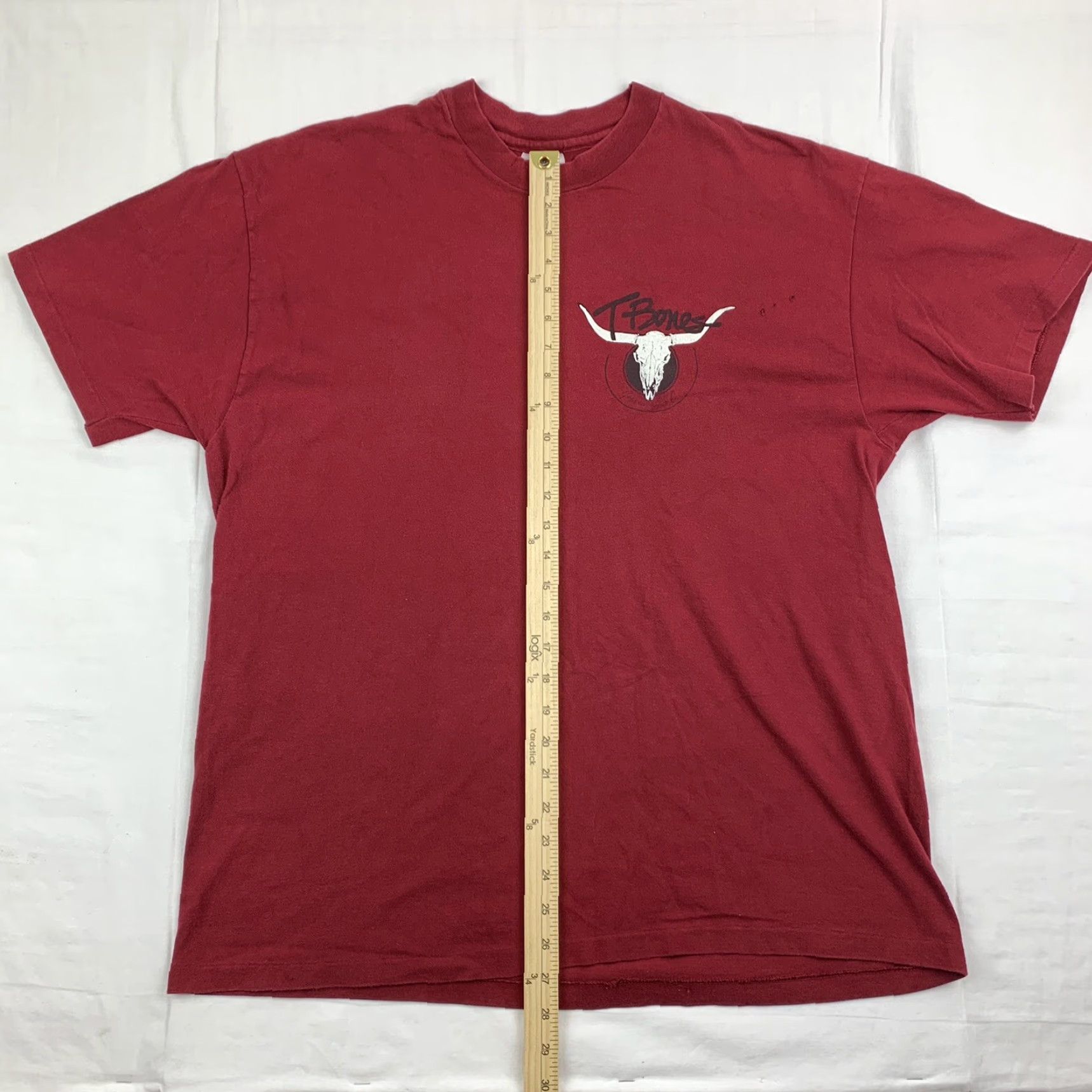 Hanes VINTAGE Tbones T Shirt Adult XL Maroon Greenwood SC Outback American Made in USA Size US XL / EU 56 / 4 - 2 Thumbnail