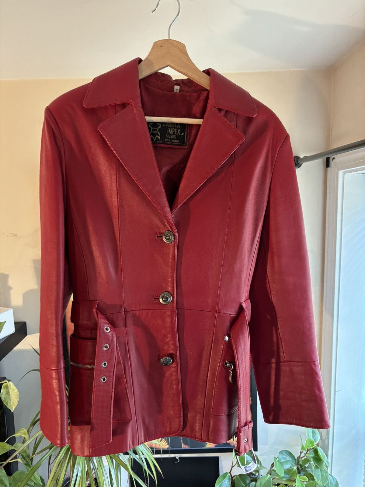 Vintage never worn red🔴leather jacket