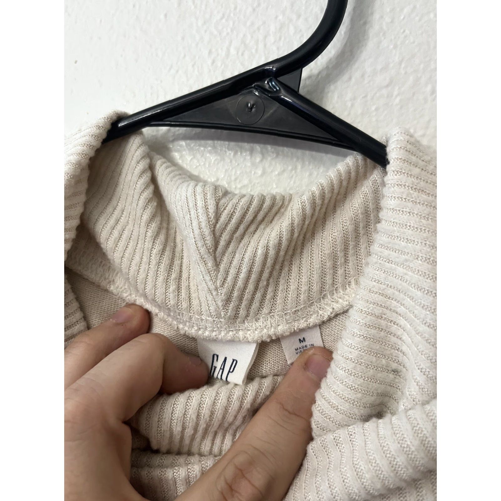 Gap Gap Women's Sweater Turtleneck Pullover, Size M, Beige Ivory Solid Cotton, Winter, Regular, Pullover, Size M, Women's Gap Sweater Size M / US 6-8 / IT 42-44 - 2 Thumbnail